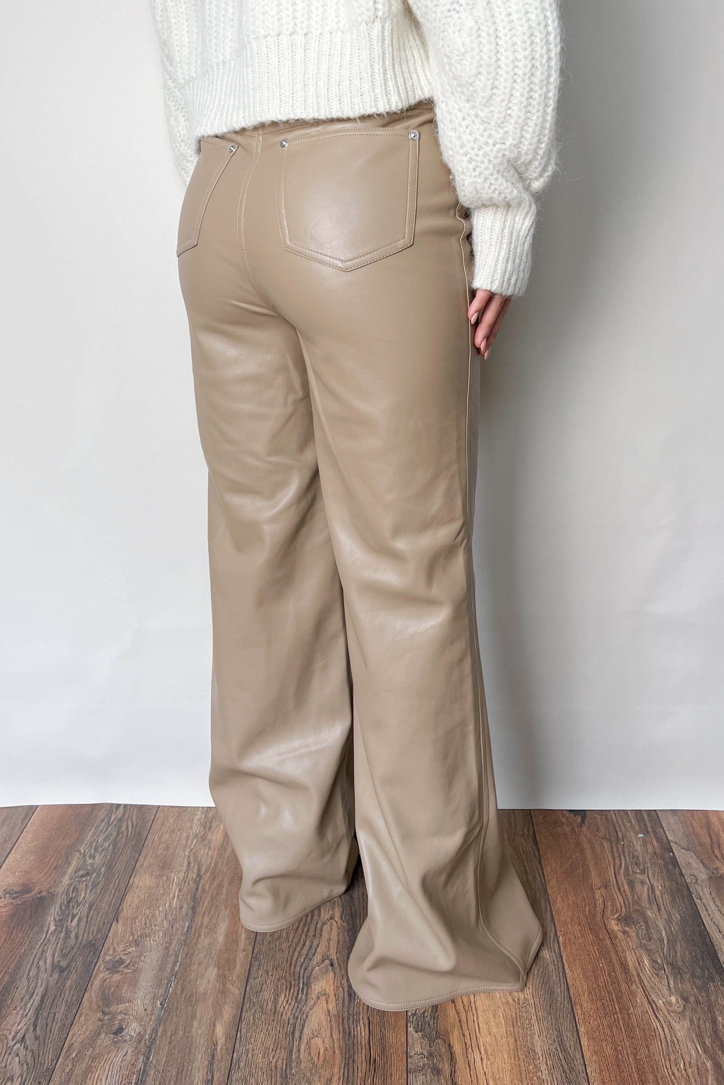 Stand Studio Faux Leather Pants Beige