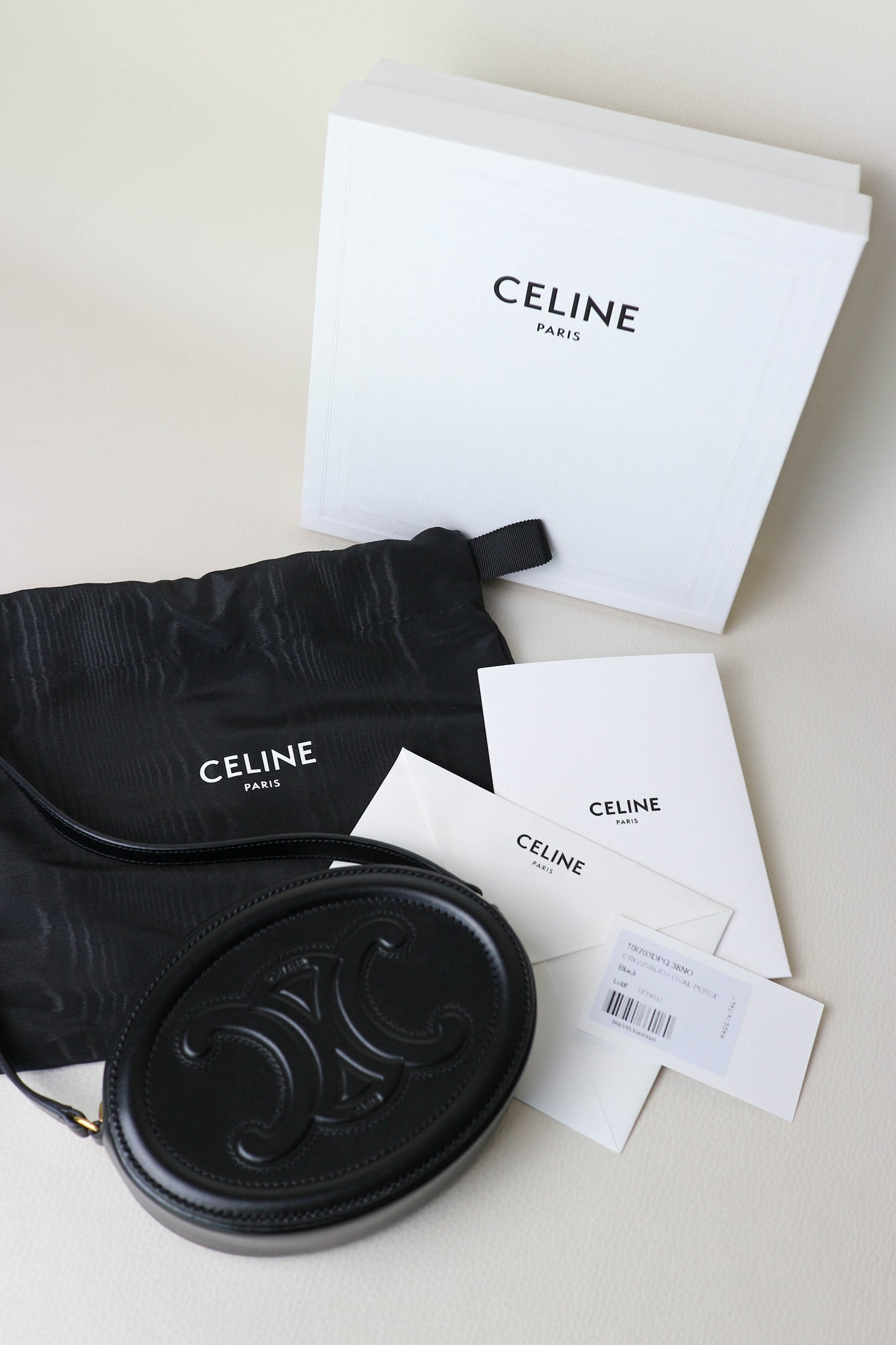 CELINE Triomphe Oval Crossbody Bag Black