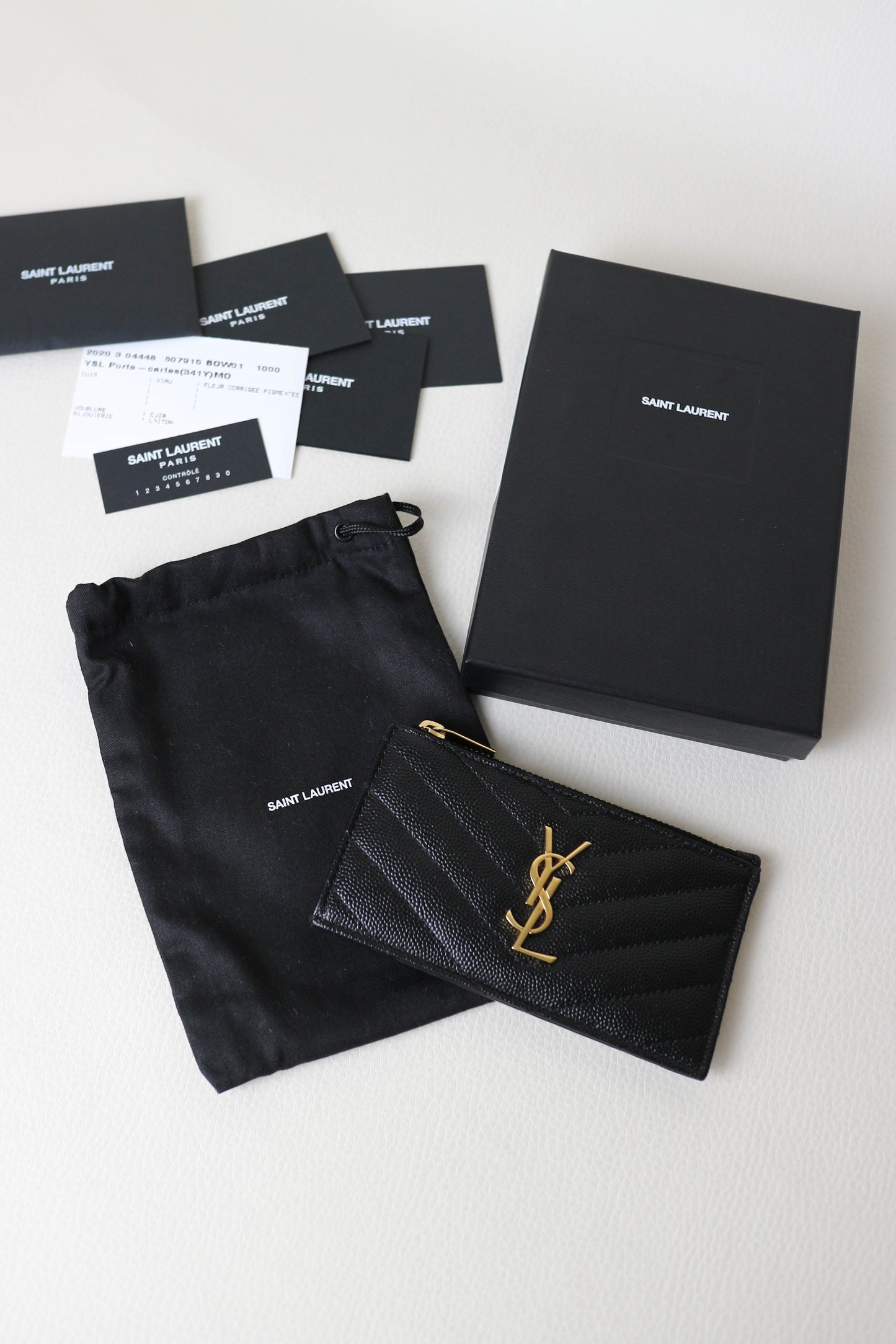 Saint Laurent Cassandre Logo Zip Card Holder Black