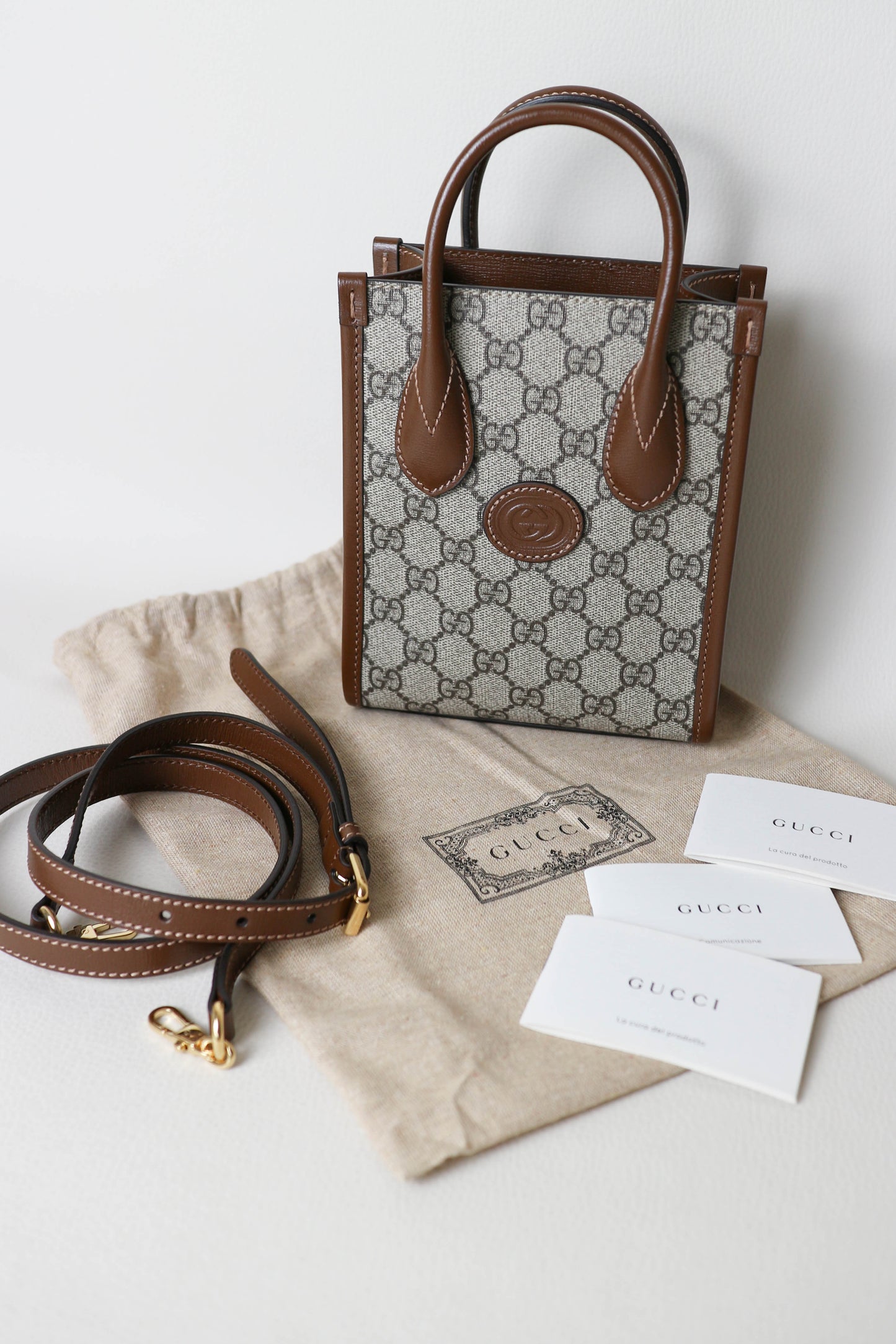 Gucci Monogram Canvas Top Handle Mini Bag