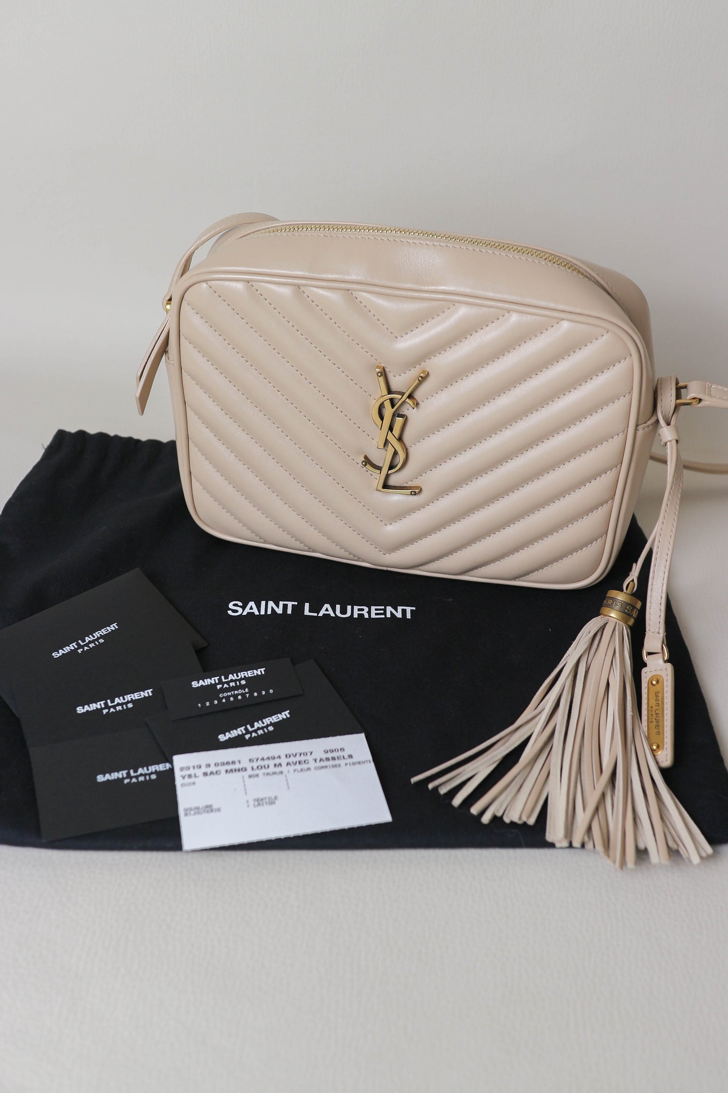 Saint Laurent Loulou Camera Bag Beige