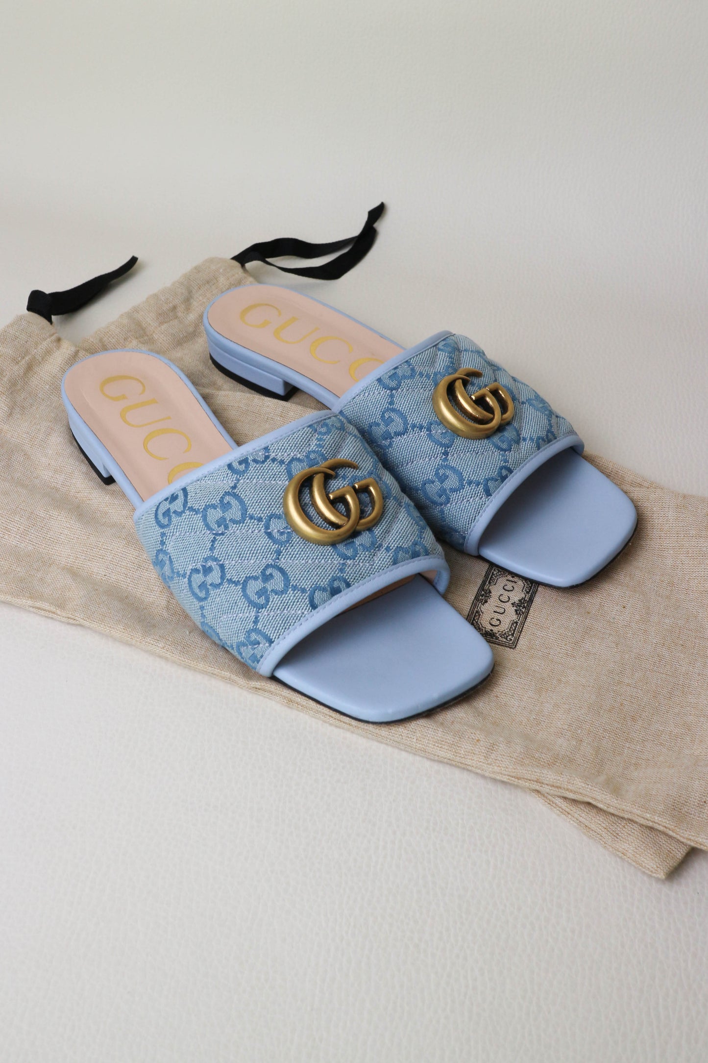 Gucci Marmont Monogram Canvas Sandals Blue