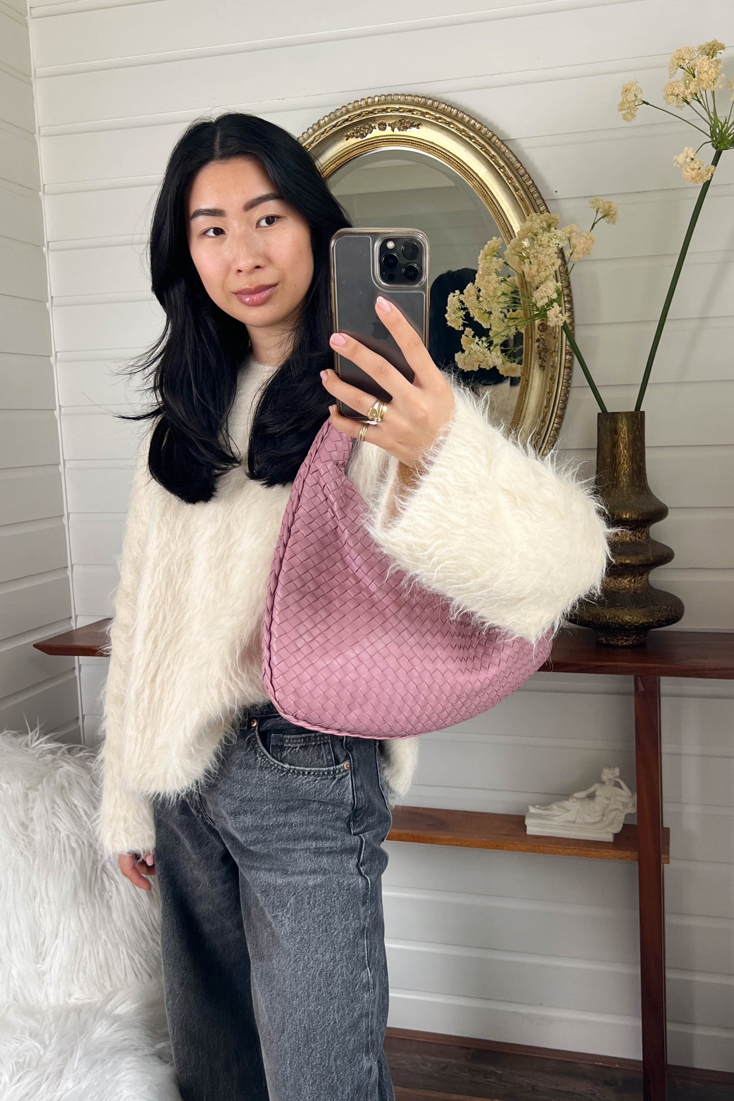 Bottega Veneta Intrecciato Hobo Bag Pink