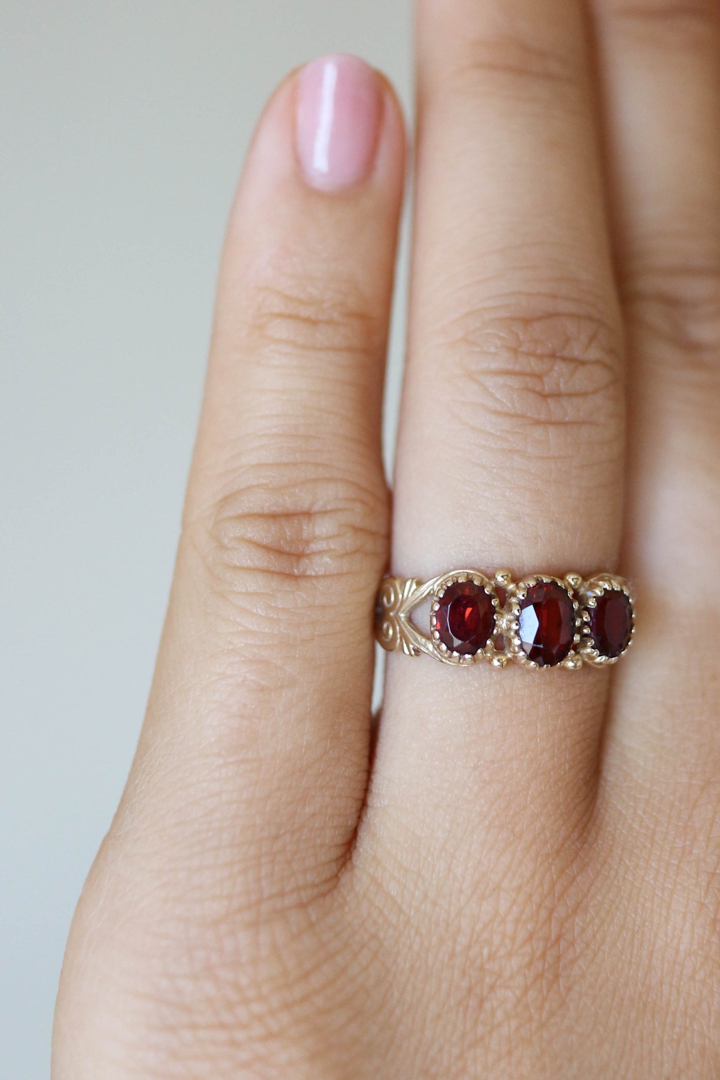 Vintage Garnet Heart Ring