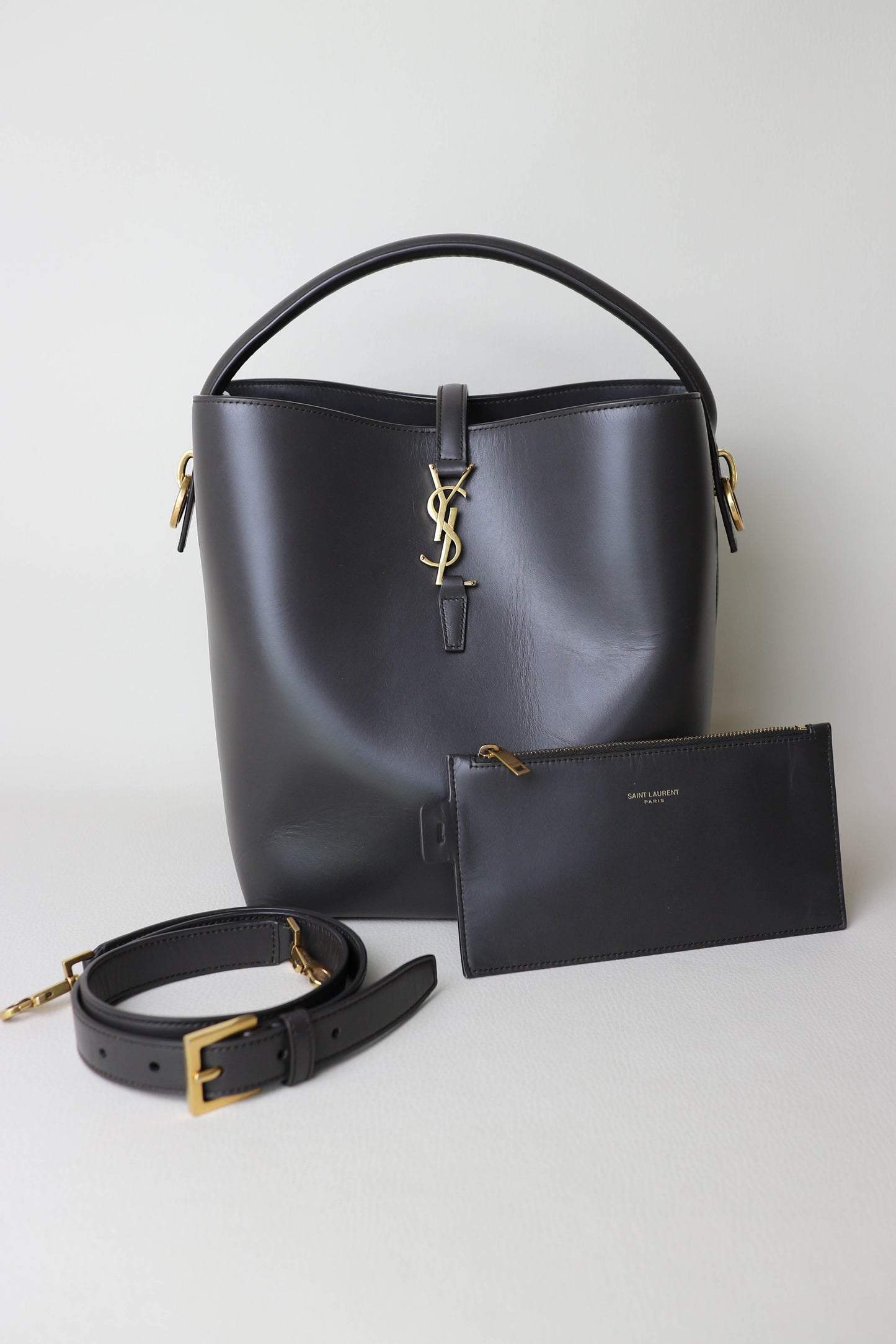 Saint Laurent Le 37 Logo Bucket Bag Grey