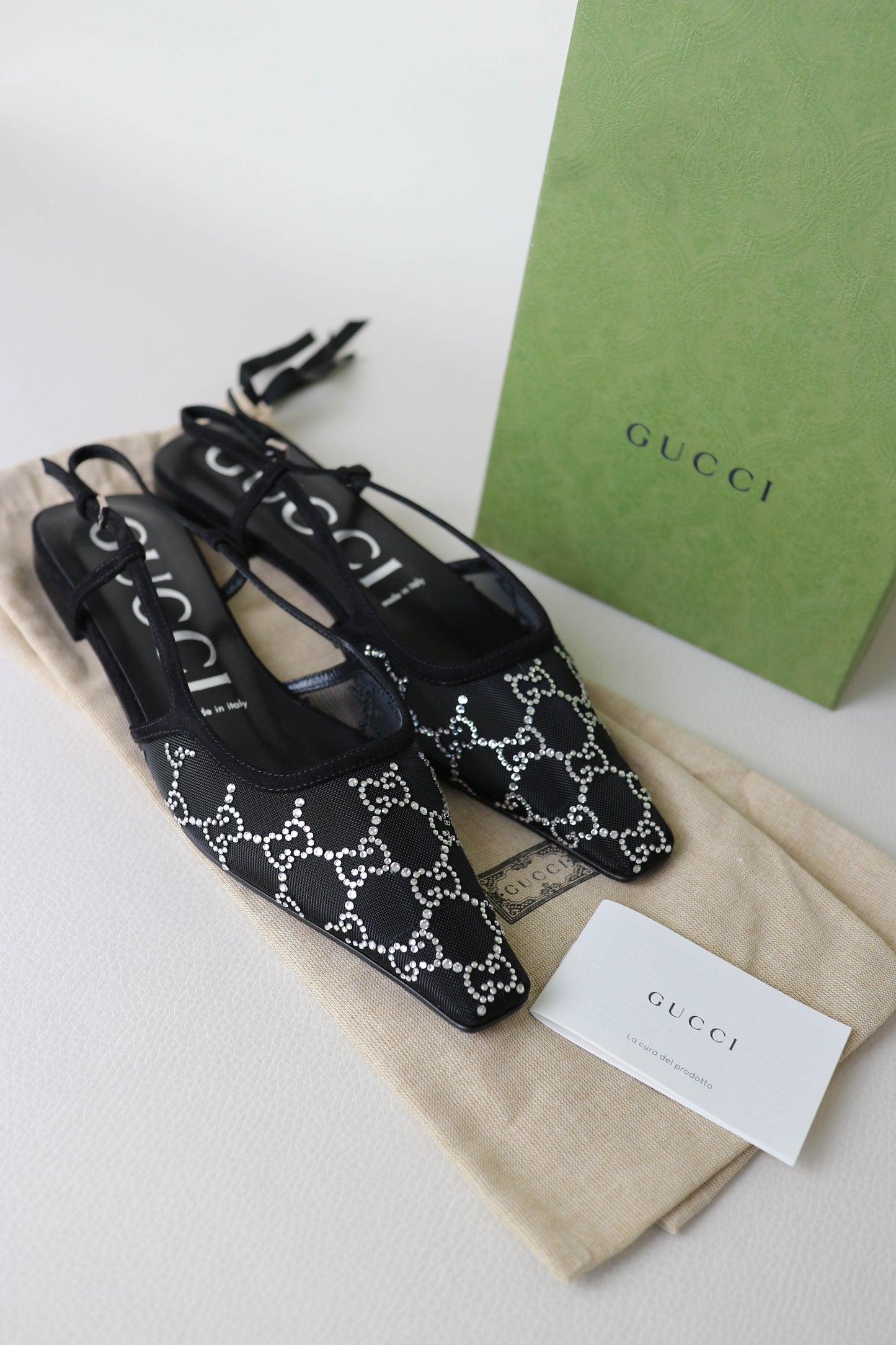 Gucci GG Crystal Mesh Slingback Sandals