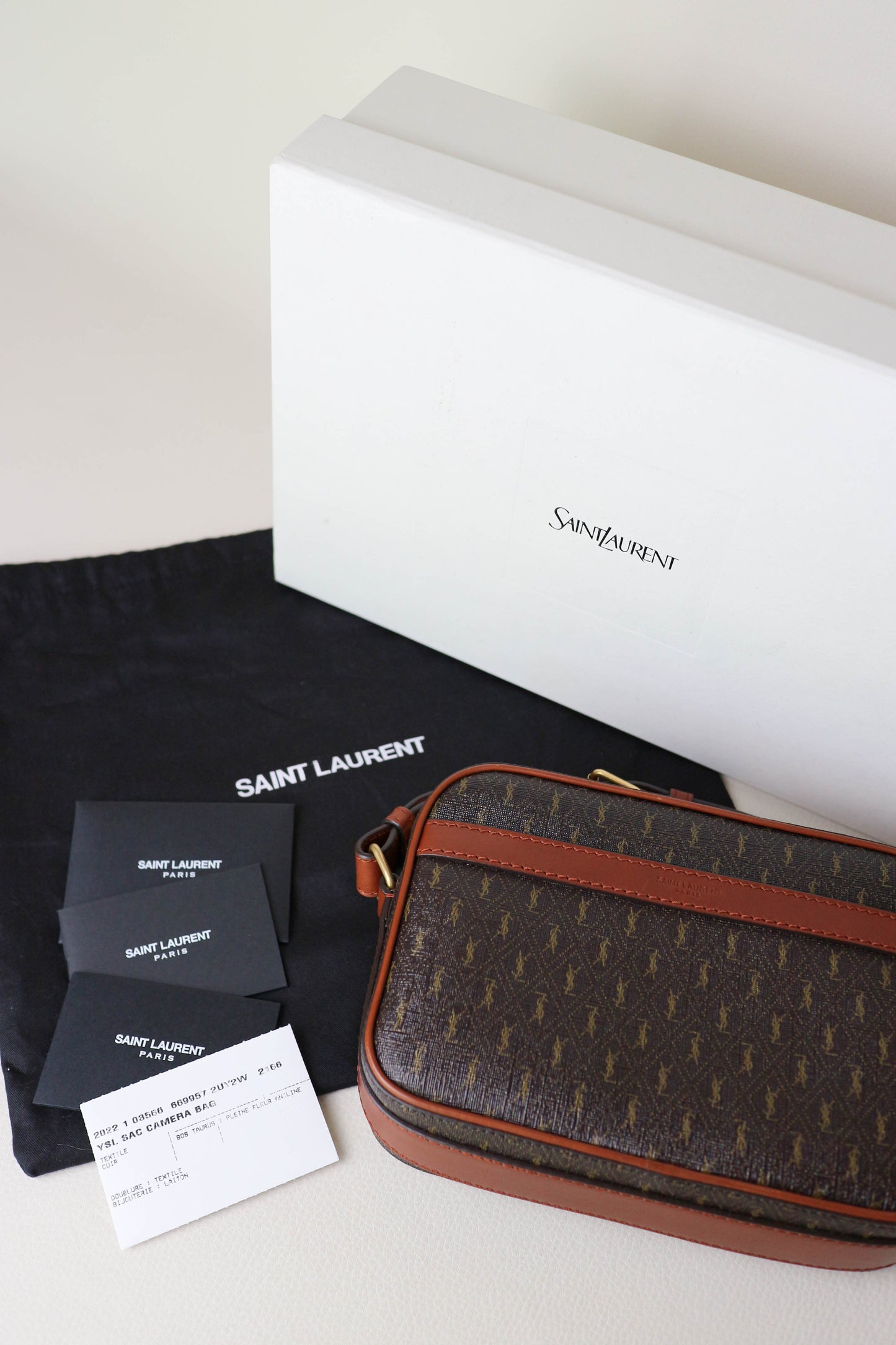Saint Laurent Monogram Camera Crossbody Bag Brown