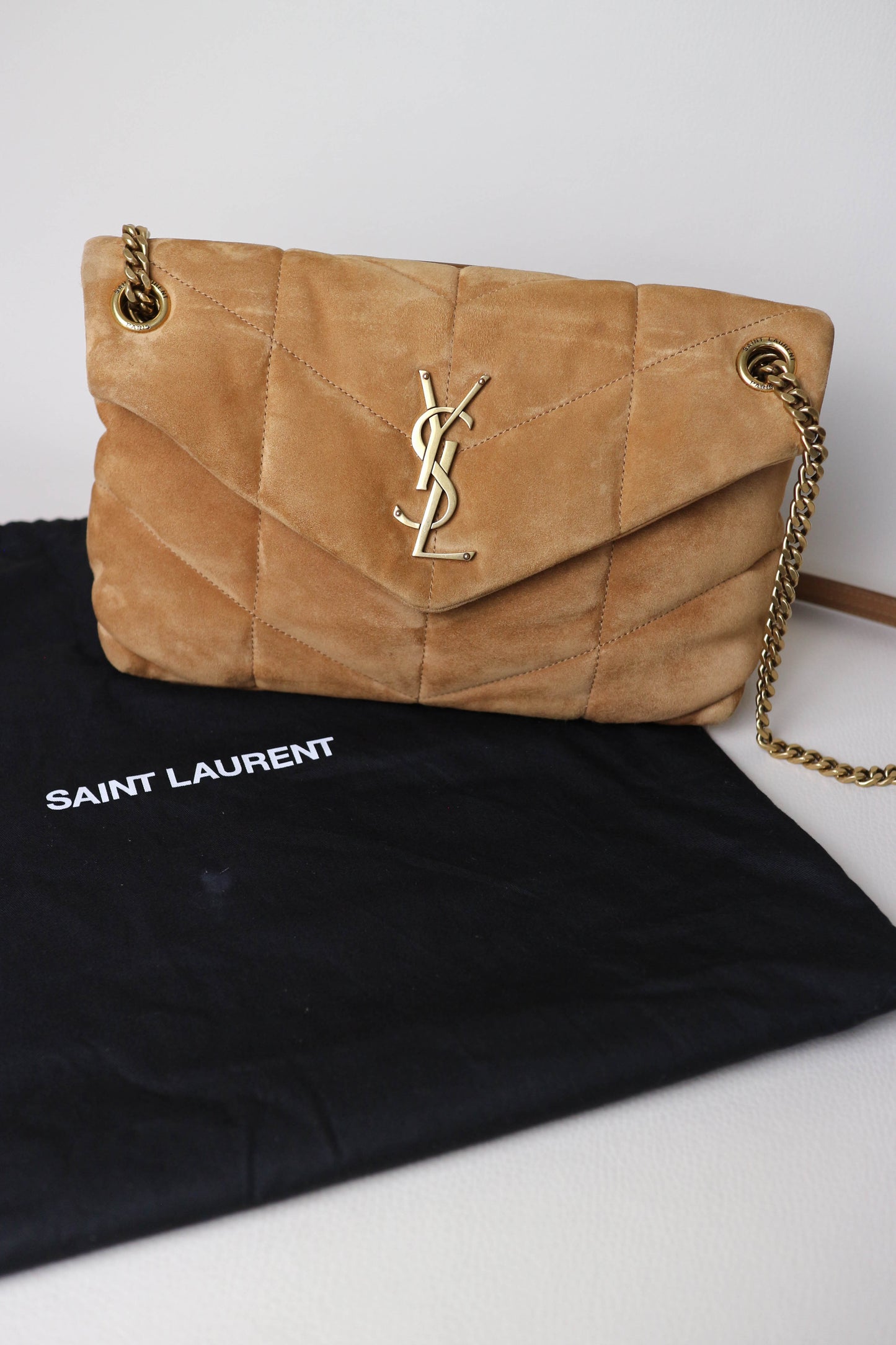 Saint Laurent Loulou Puffer Shoulder Bag Small Suede
