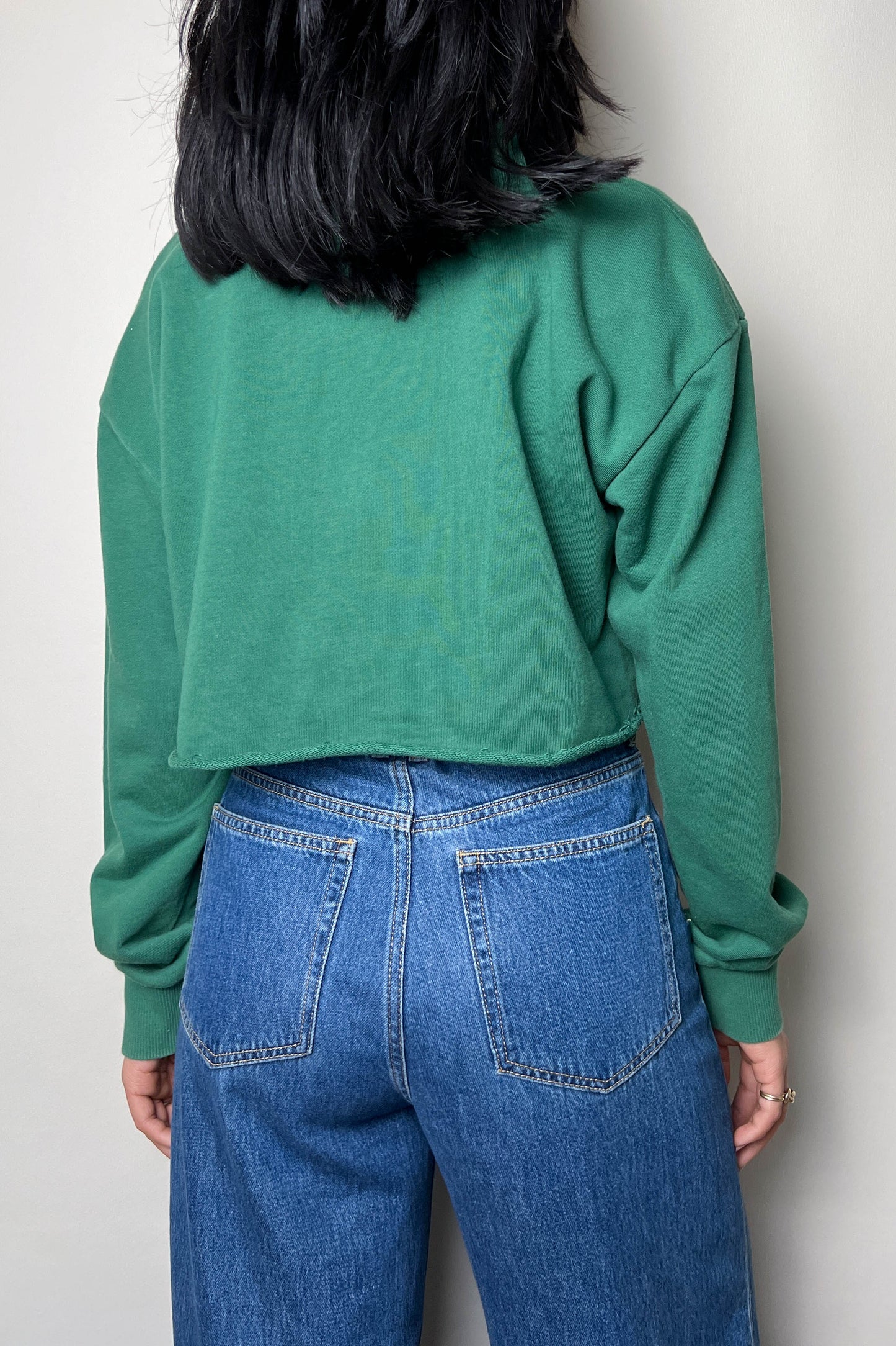 CELINE Cropped Logo Sweater Green