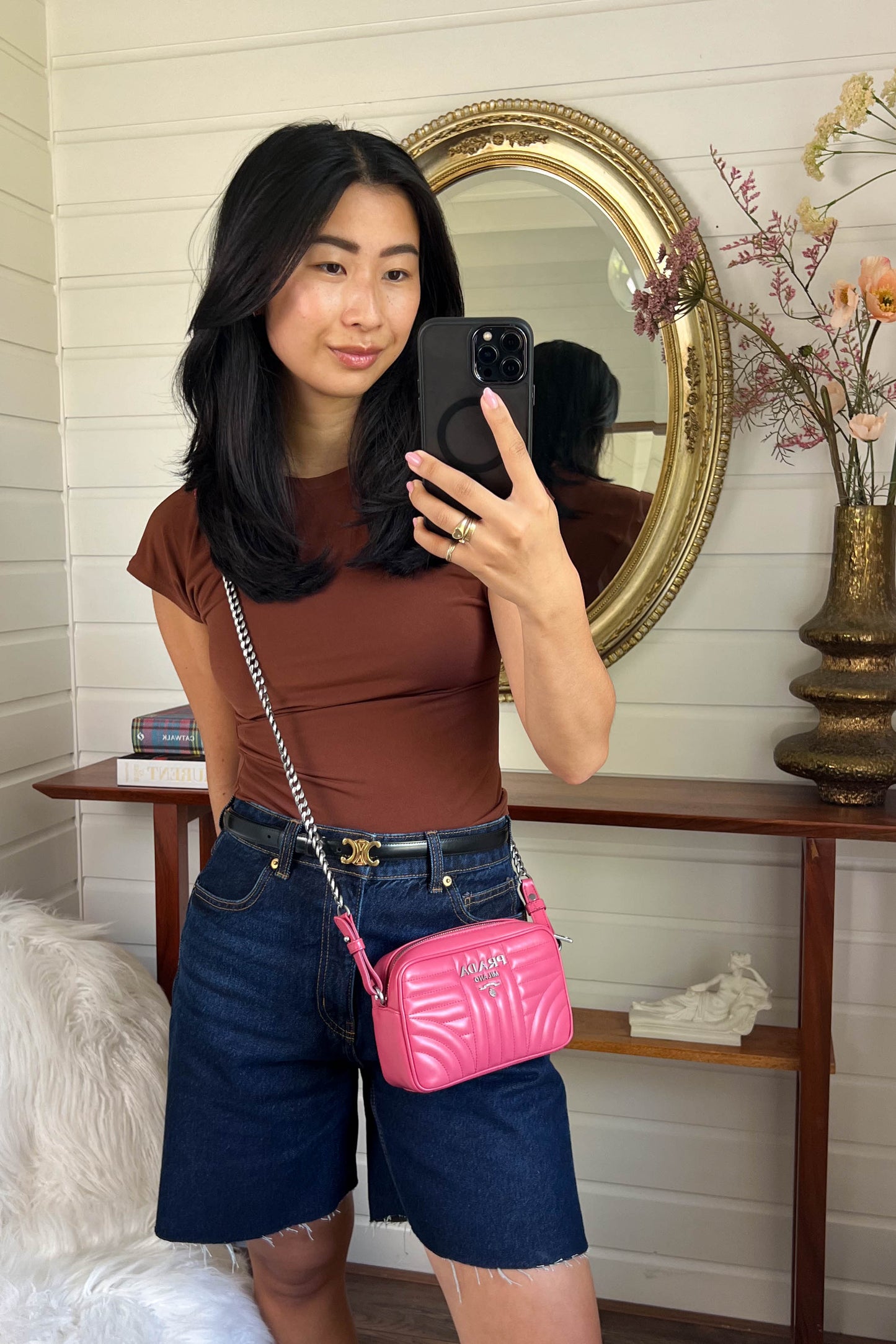 Prada Leather Crossbody Bag Pink