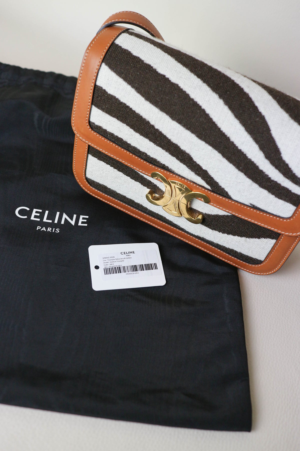 CELINE Triomphe Zebra Crossbody Bag