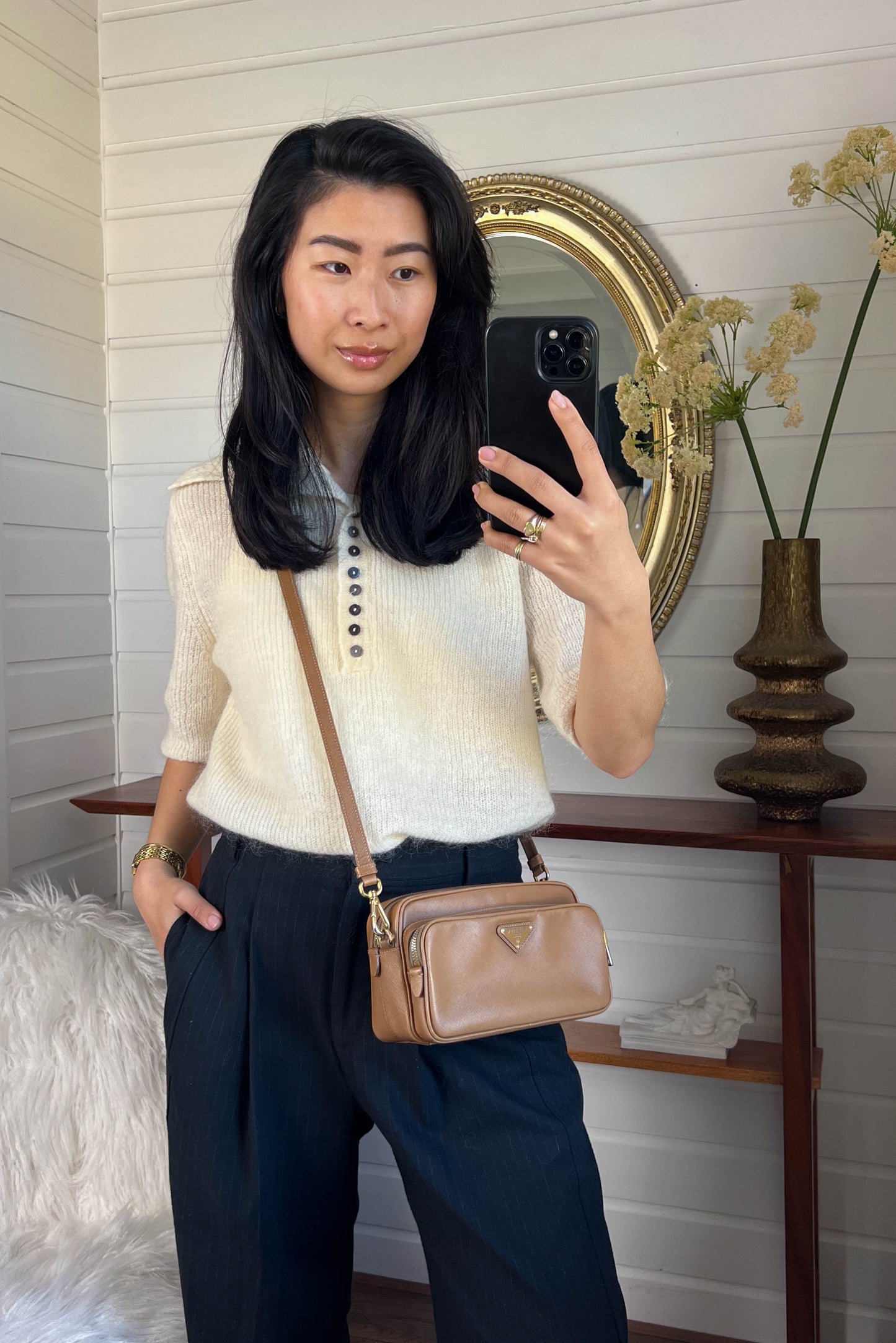 Prada Leather Crossbody Bag Brown