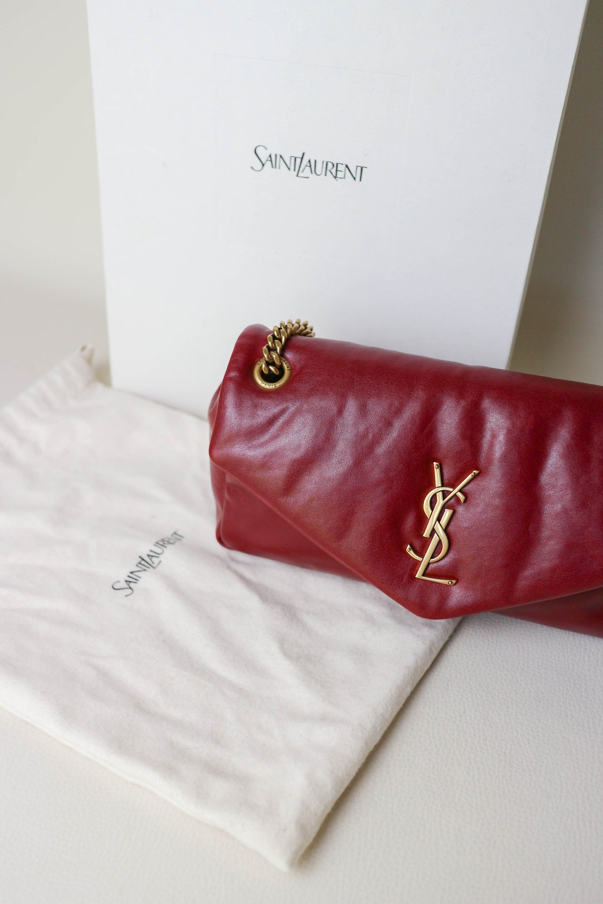 Saint Laurent Calypso Shoulder Bag Burgundy