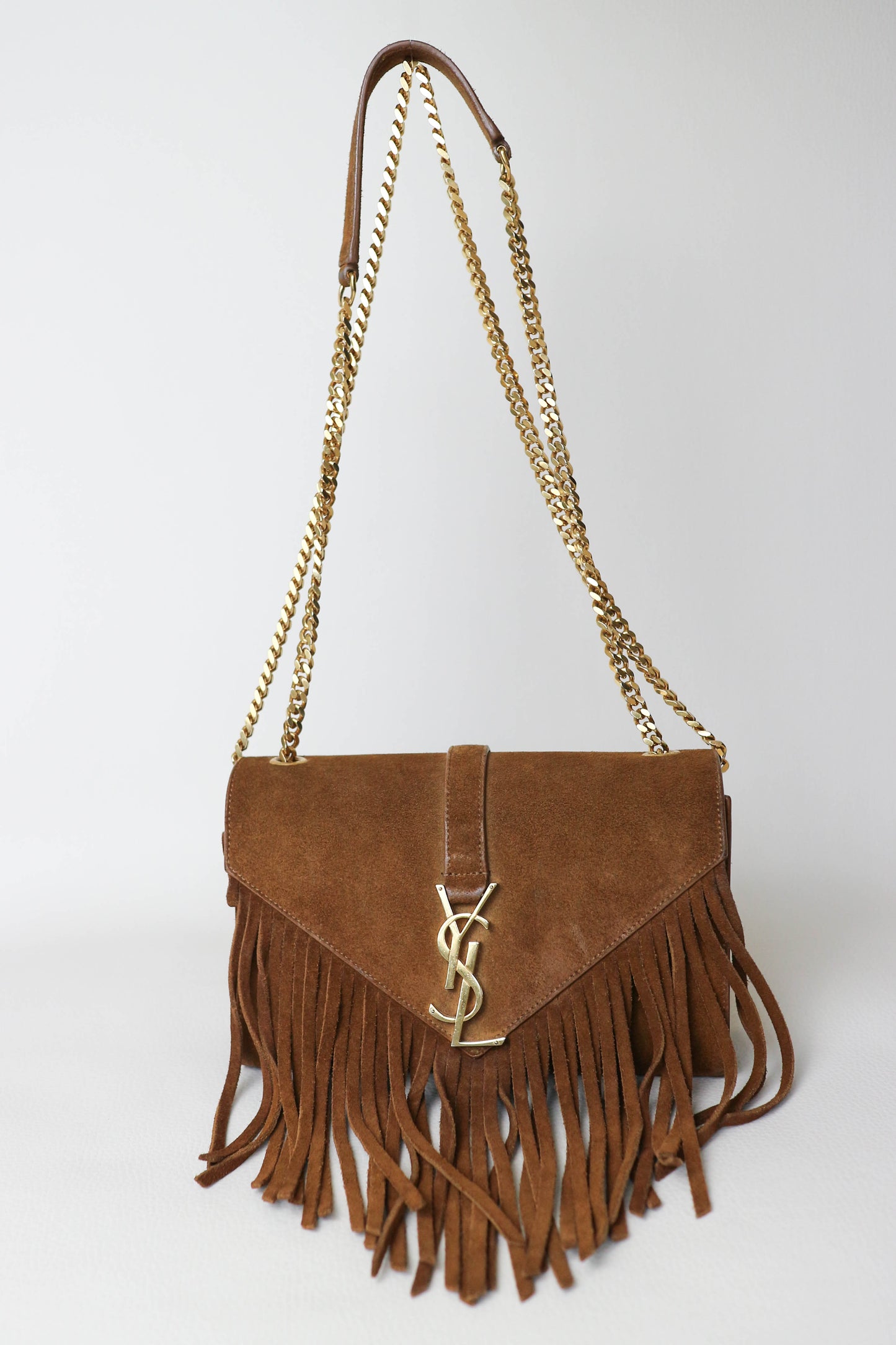 Saint Laurent Suede Fringe Shoulder Bag
