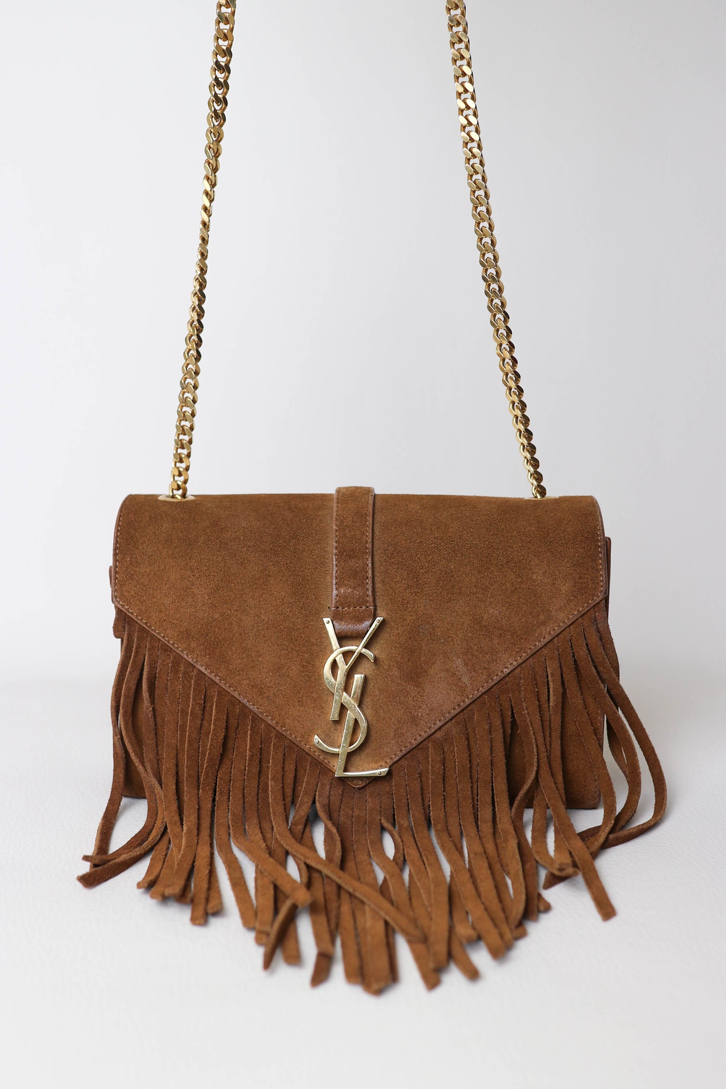 Saint Laurent Suede Fringe Shoulder Bag