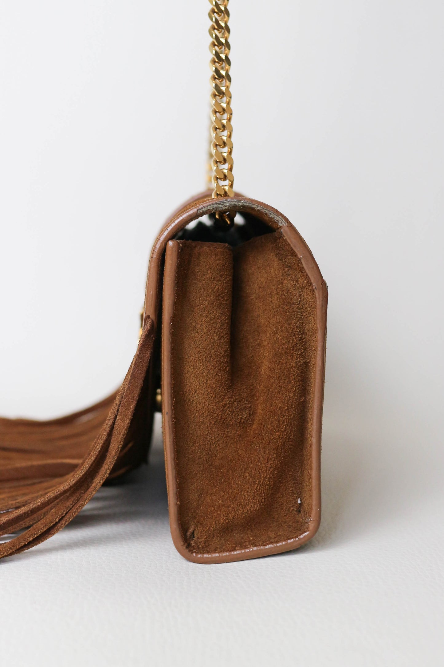 Saint Laurent Suede Fringe Shoulder Bag