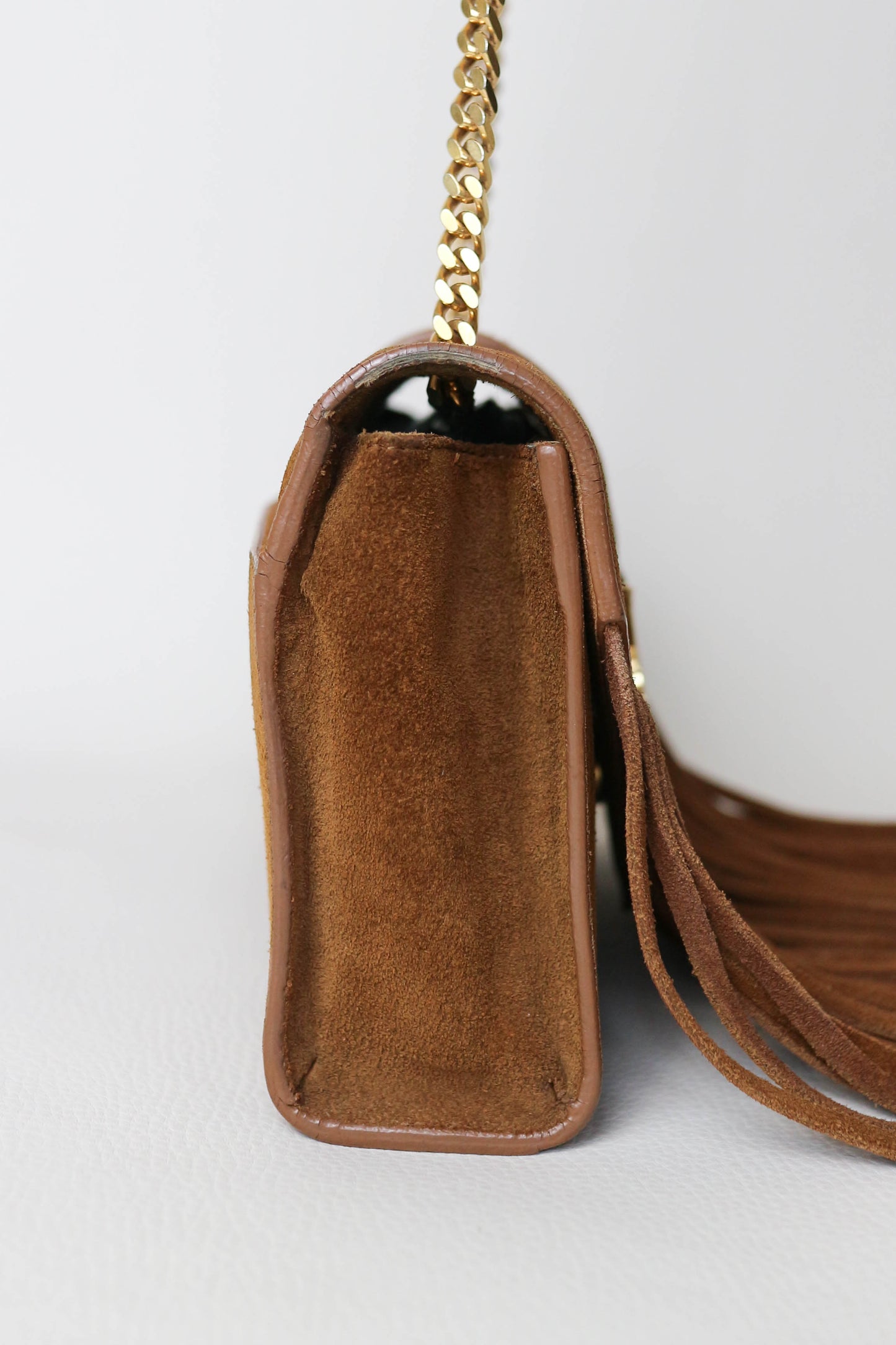 Saint Laurent Suede Fringe Shoulder Bag