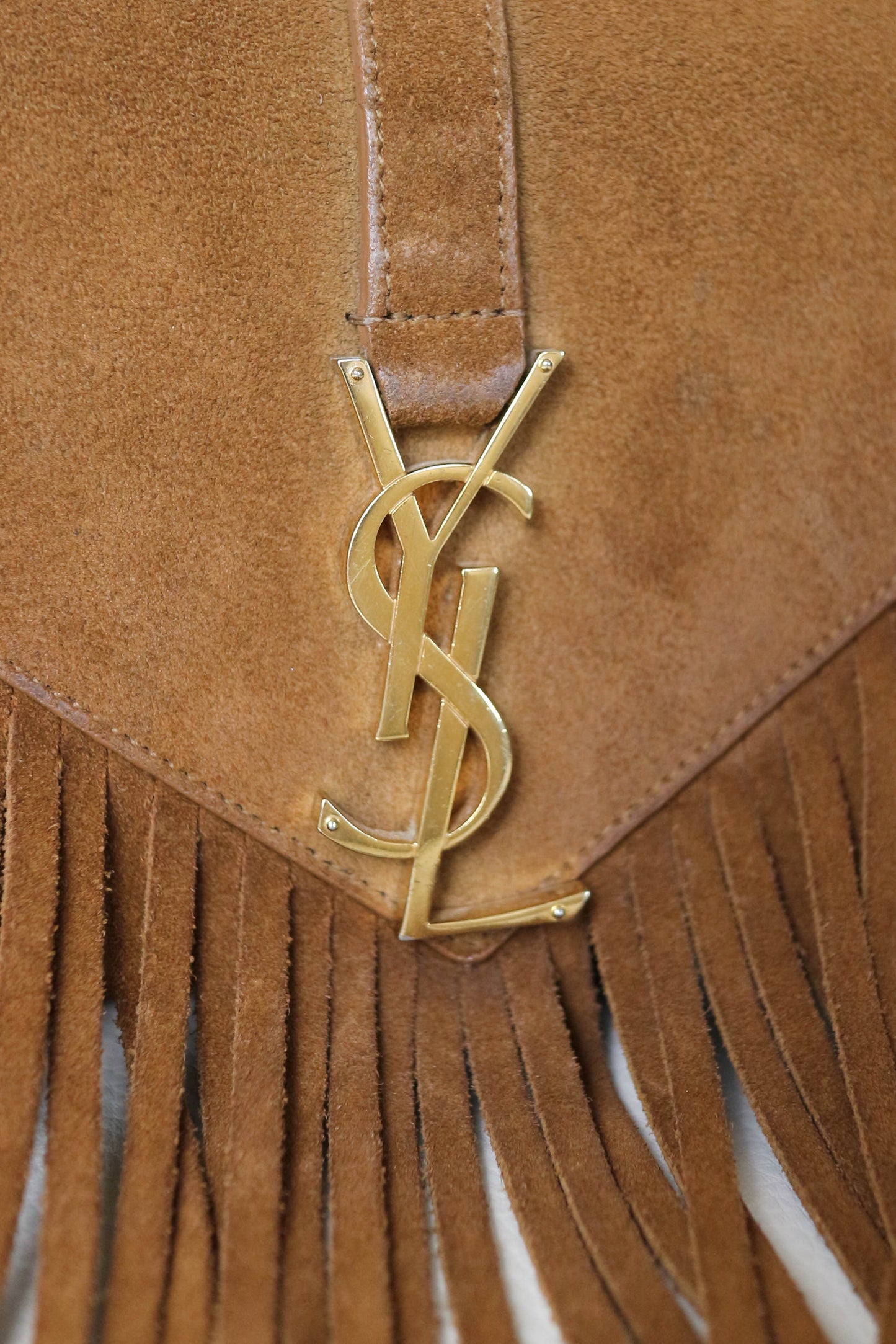 Saint Laurent Suede Fringe Shoulder Bag