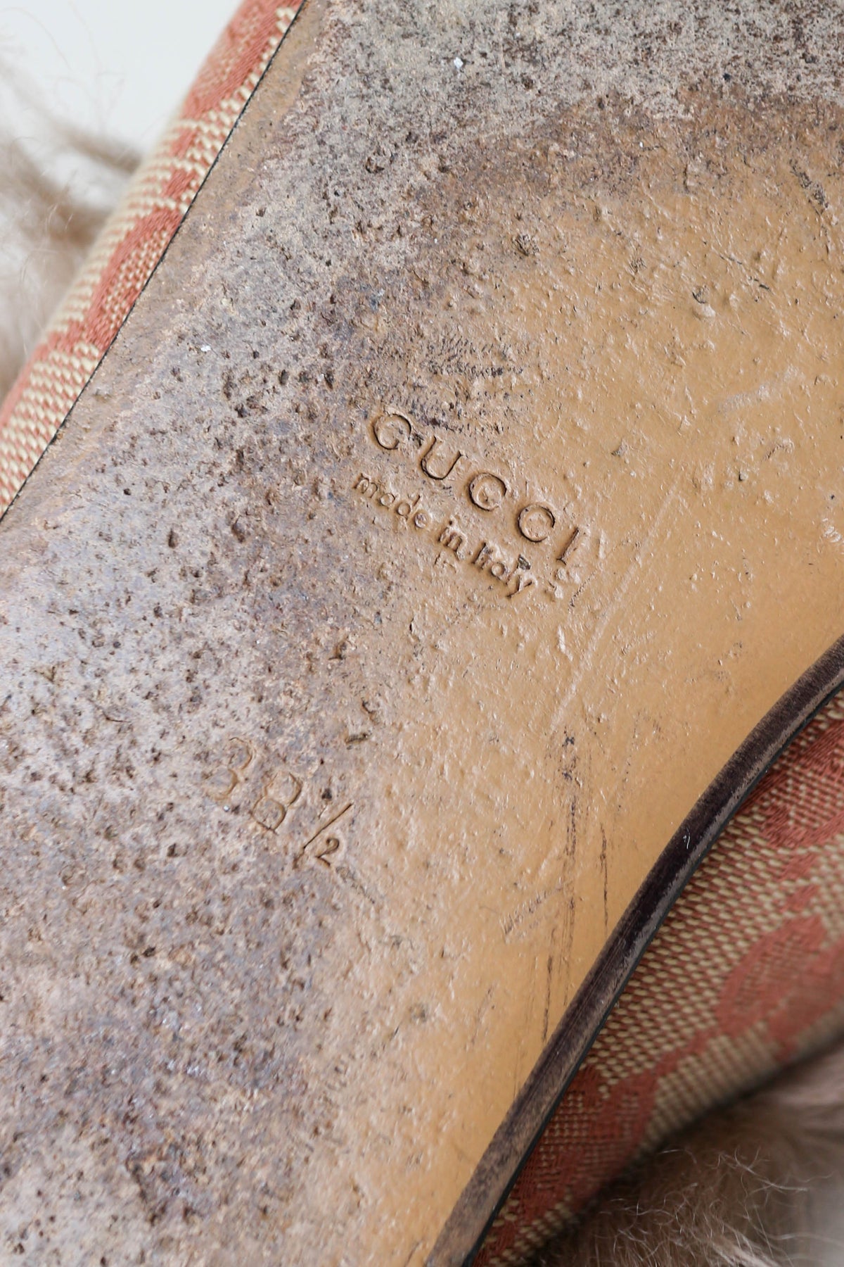 Gucci Princetown Monogram Fur Loafers Brown