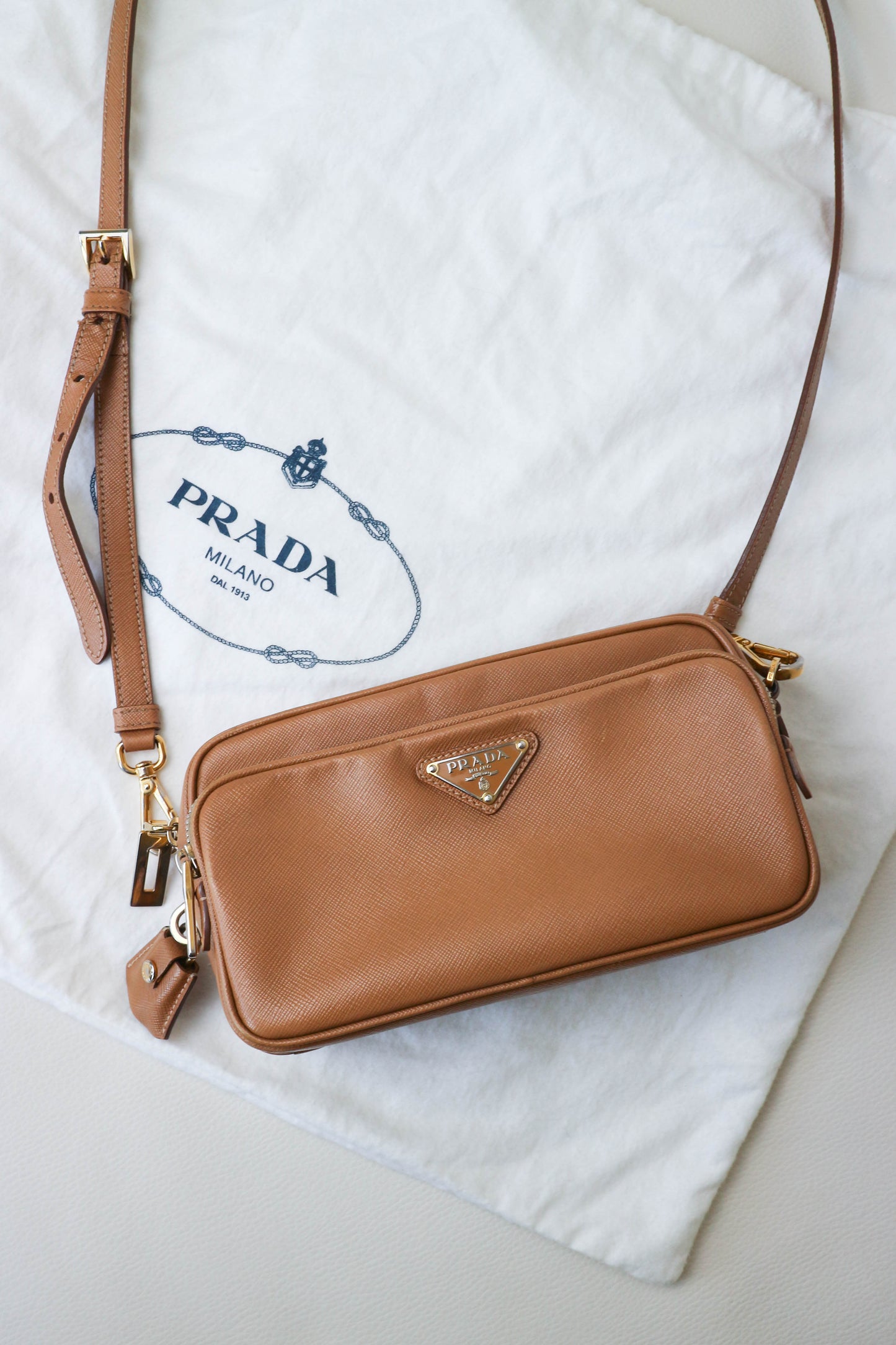 Prada Leather Crossbody Bag Brown