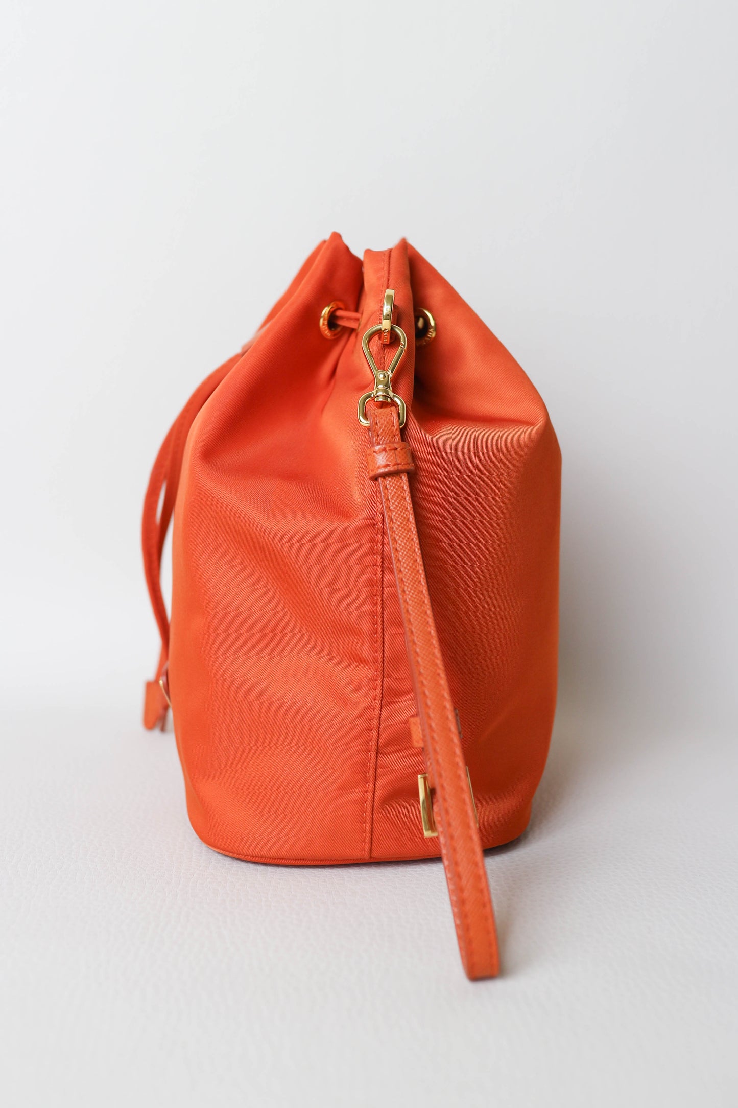 Prada Nylon Bucket Bag Orange