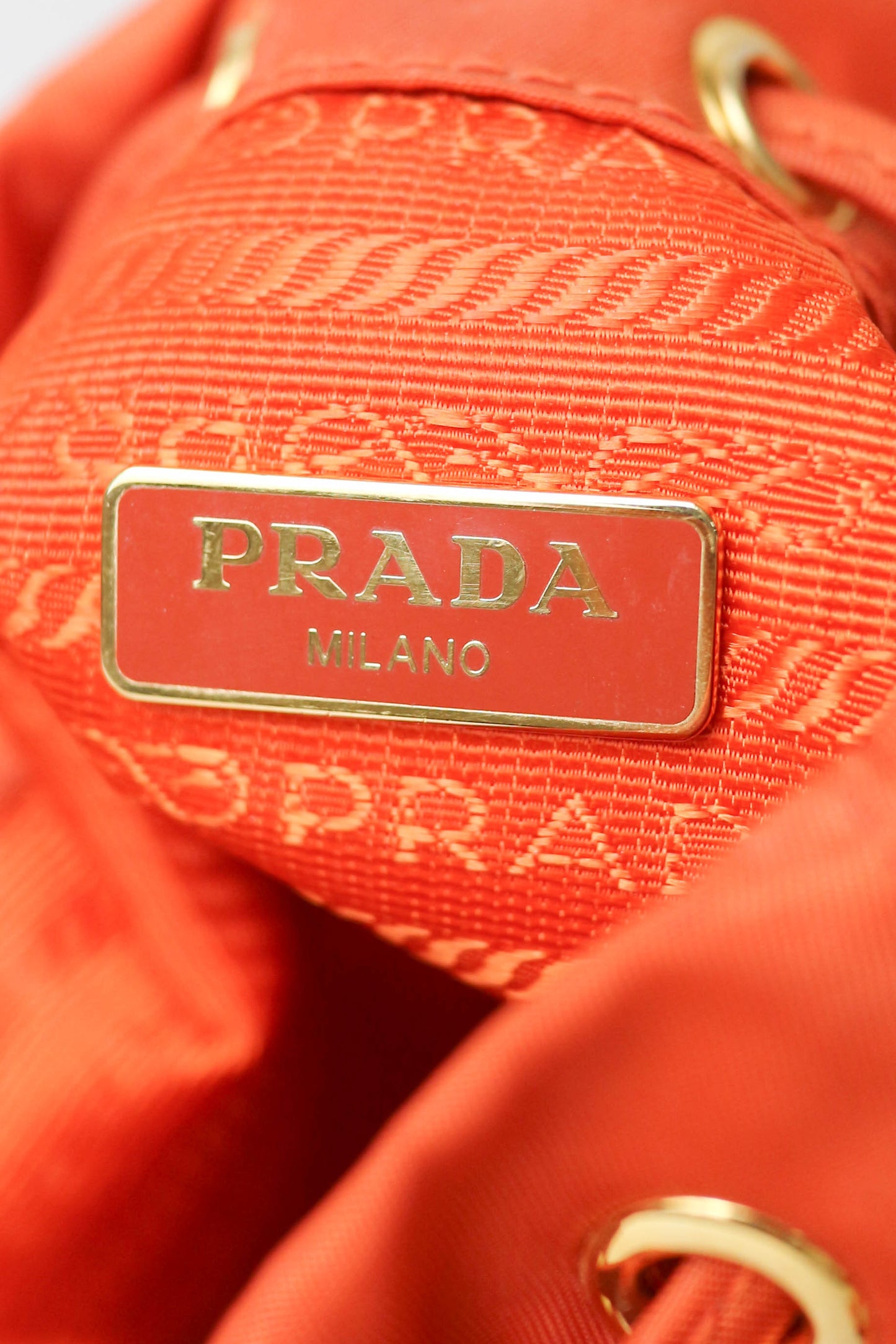 Prada Nylon Bucket Bag Orange