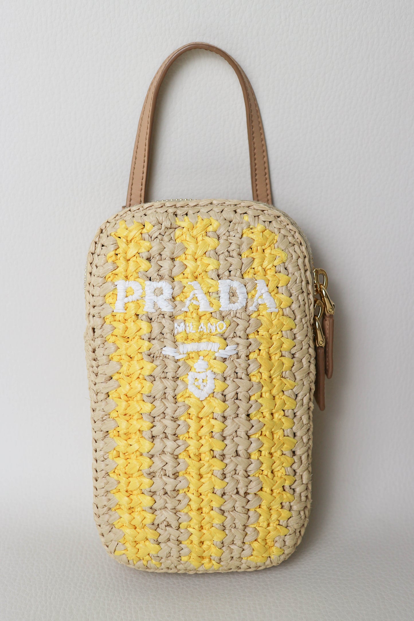 Prada Raffia Phone Pouch Bag