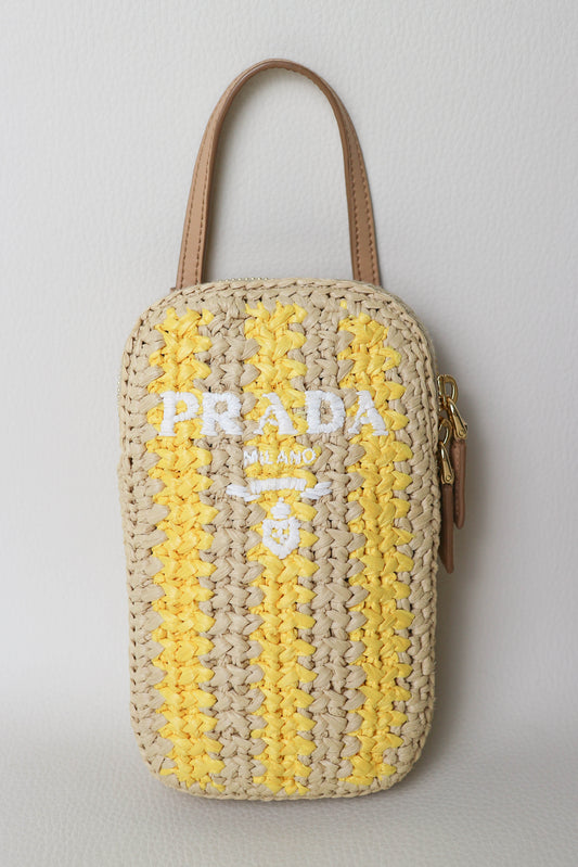 Prada Raffia Phone Pouch Bag
