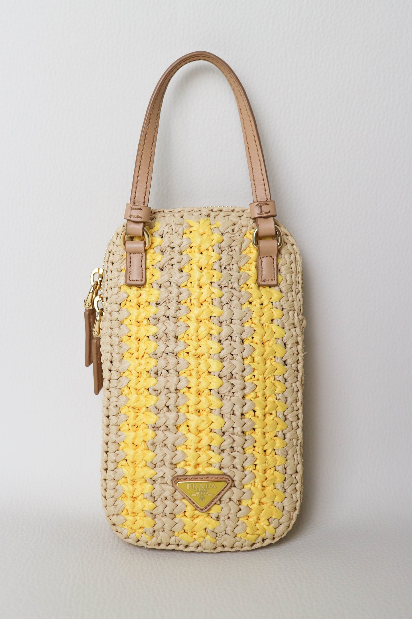 Prada Raffia Phone Pouch Bag