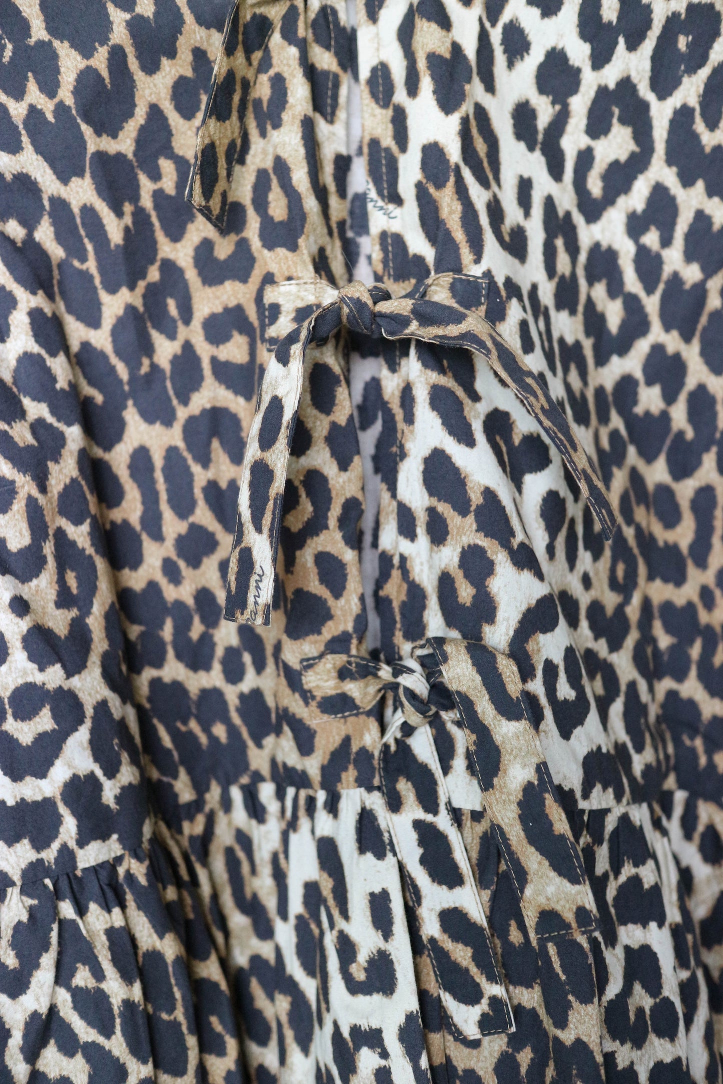 GANNI Cotton Leopard Tie Top