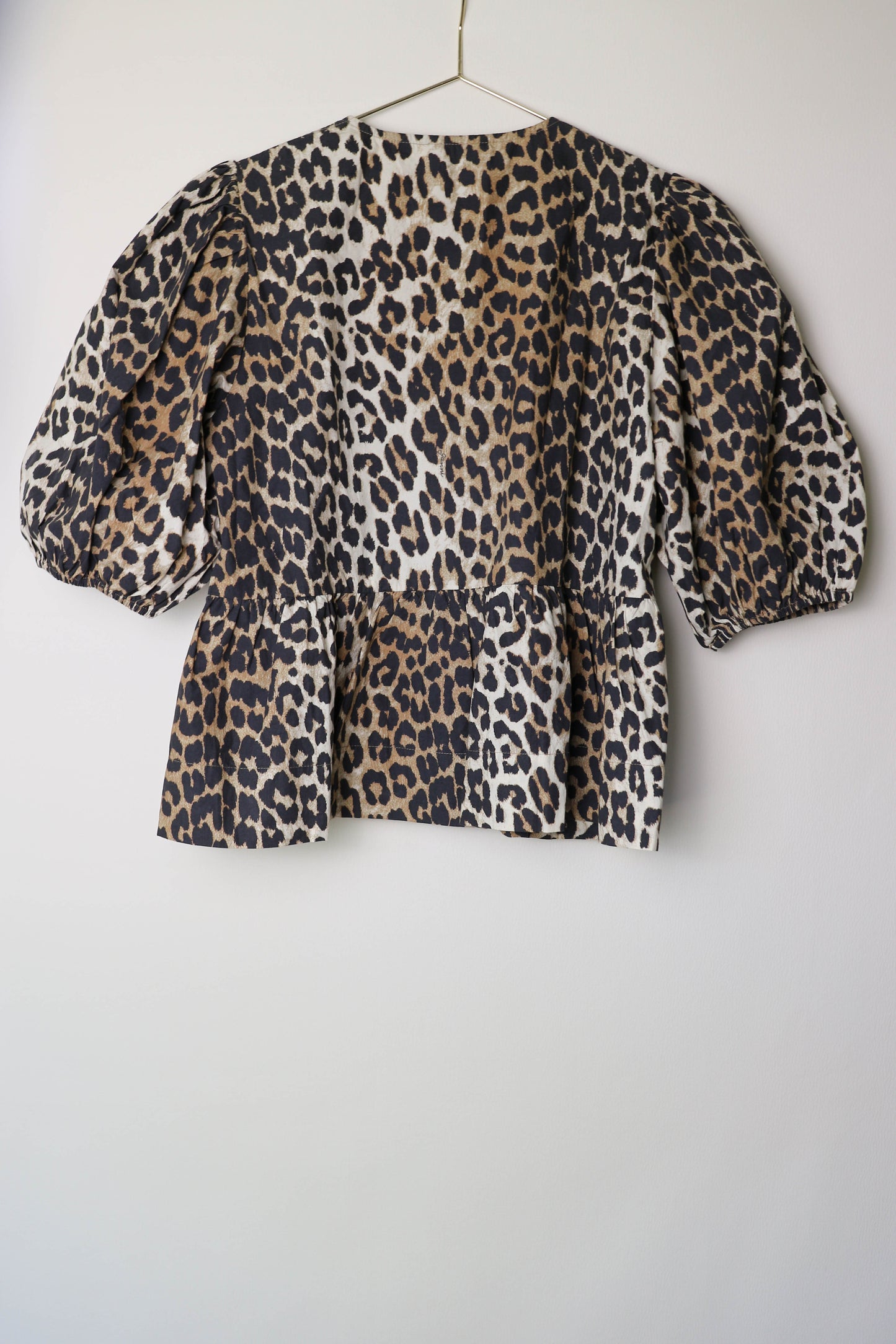 GANNI Cotton Leopard Tie Top