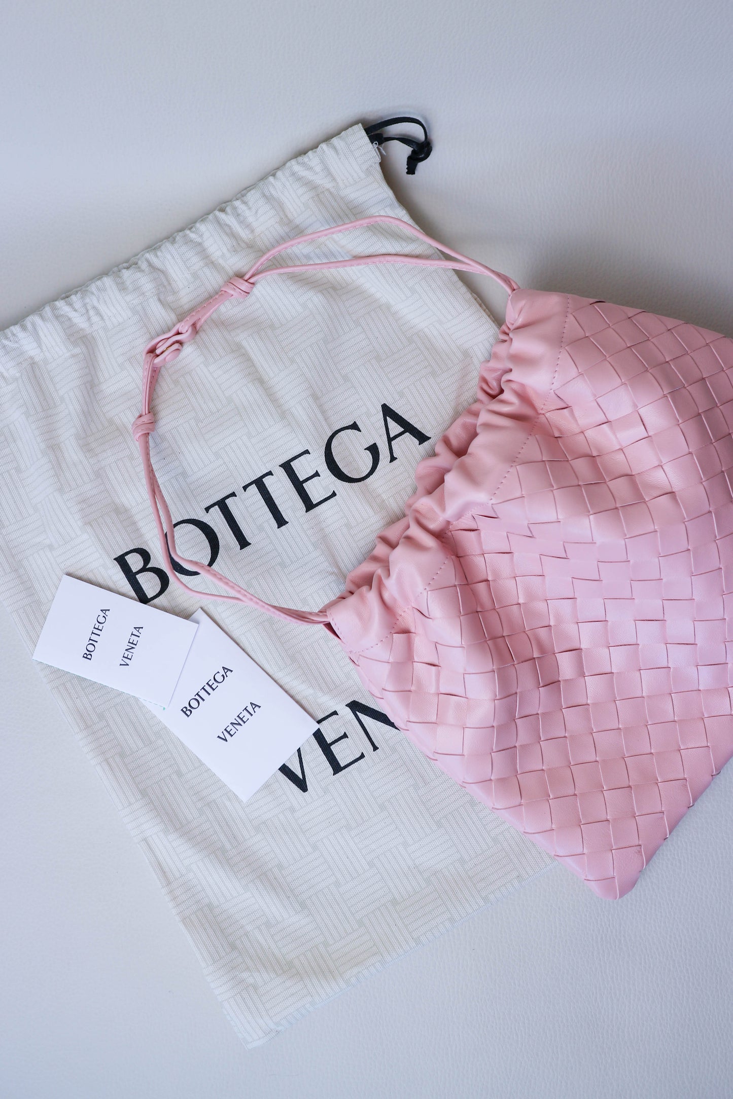 Bottega Veneta Intrecciato Pouch Bag Pink