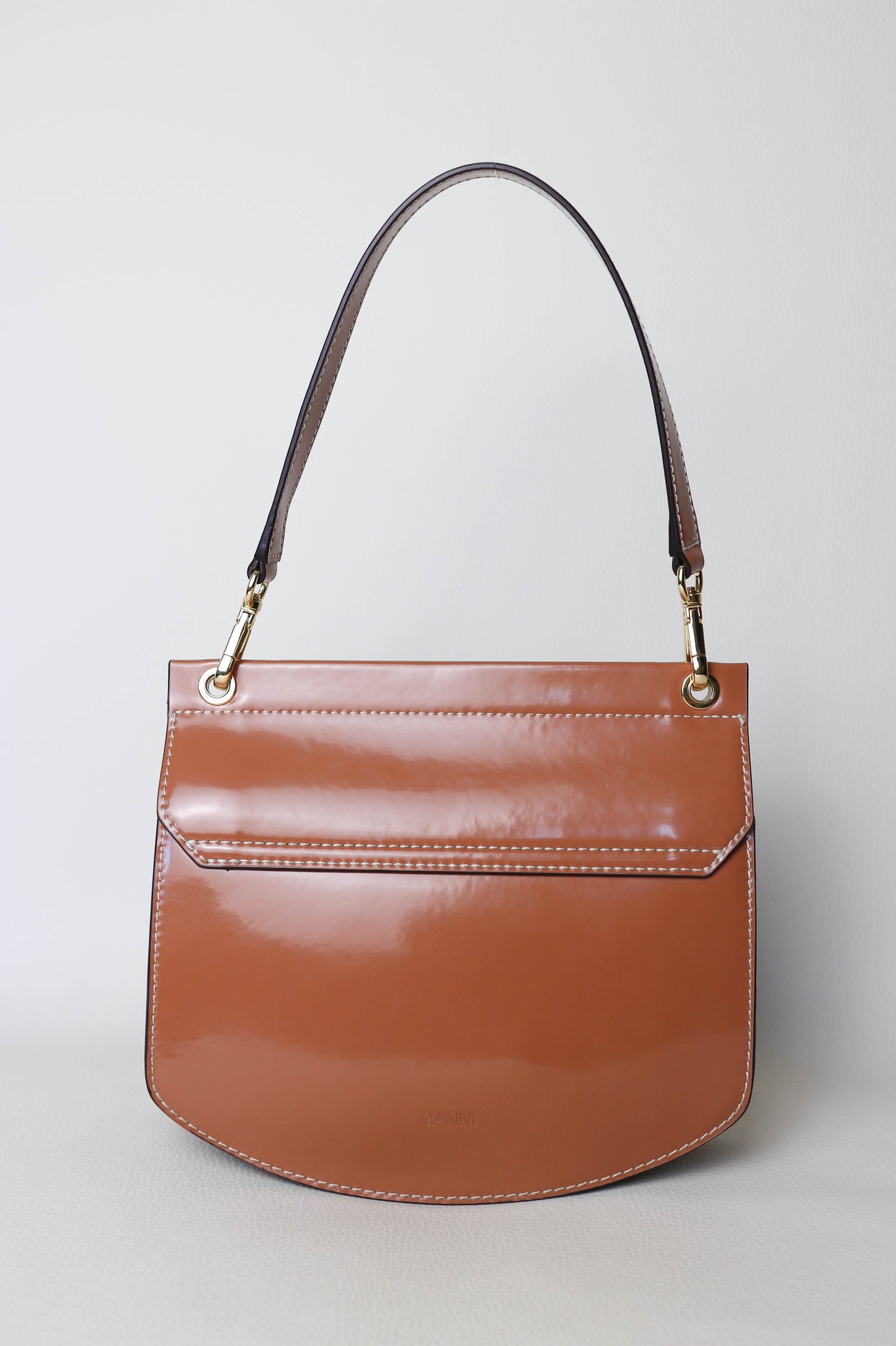 GANNI Logo Shoulder Bag Caramel