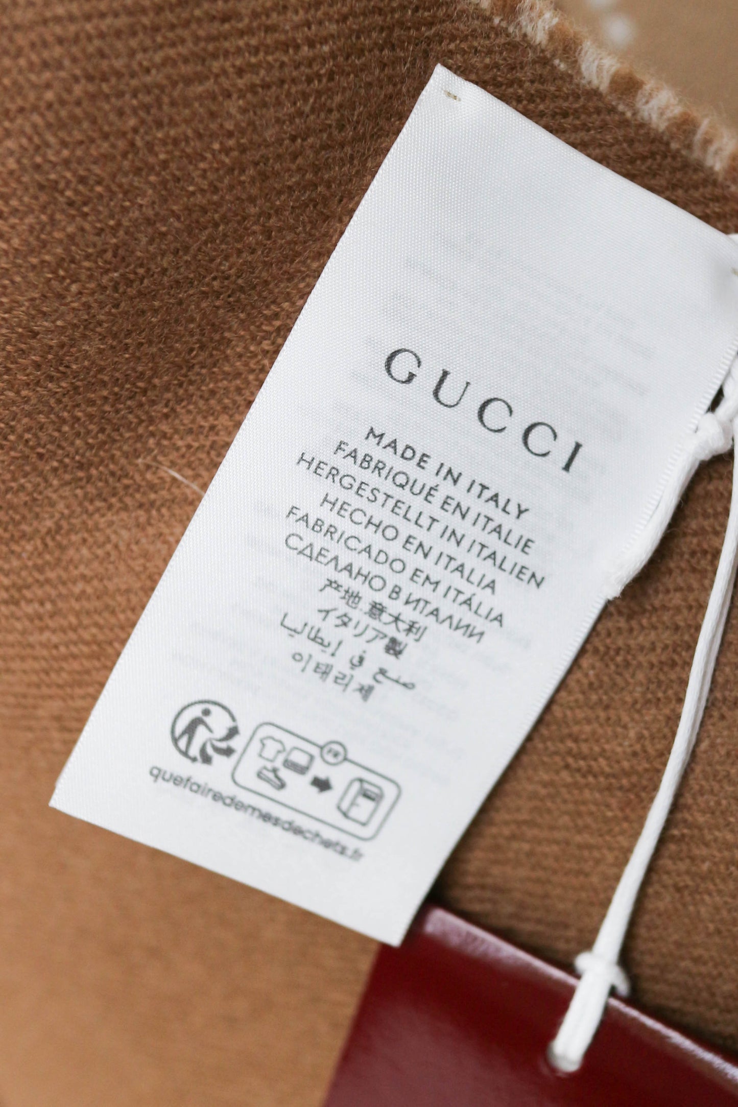 Gucci Logo Wool Scarf Beige