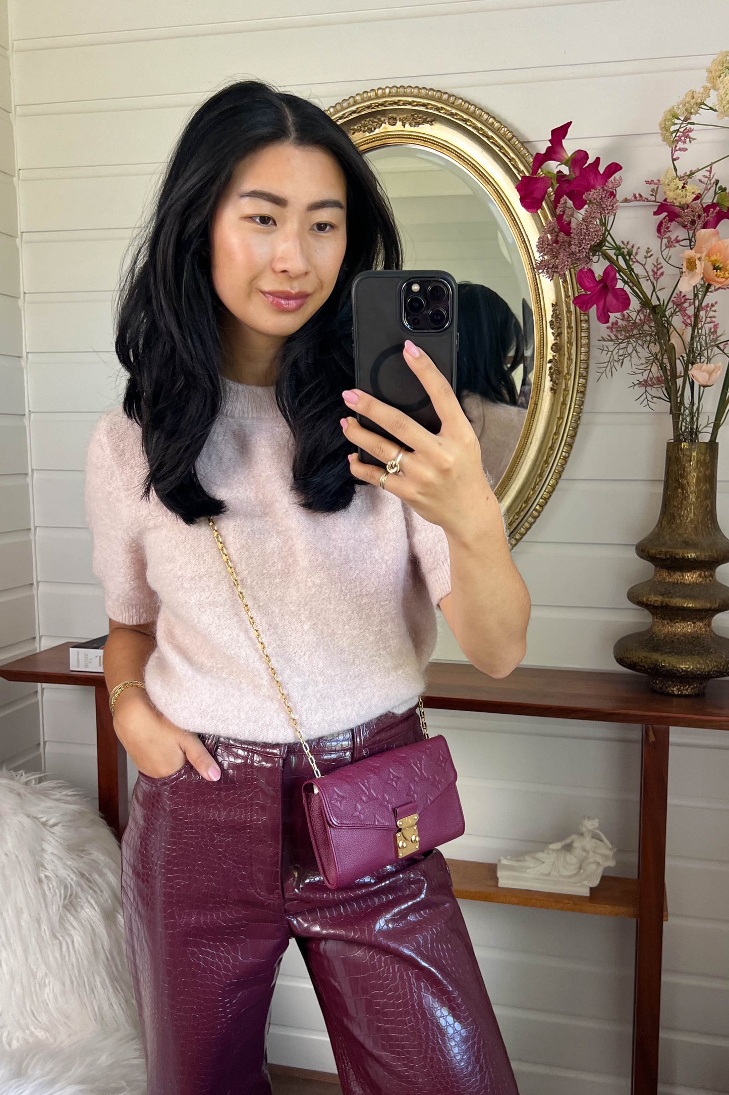 Louis Vuitton Empreinte Pochette Bag Burgundy