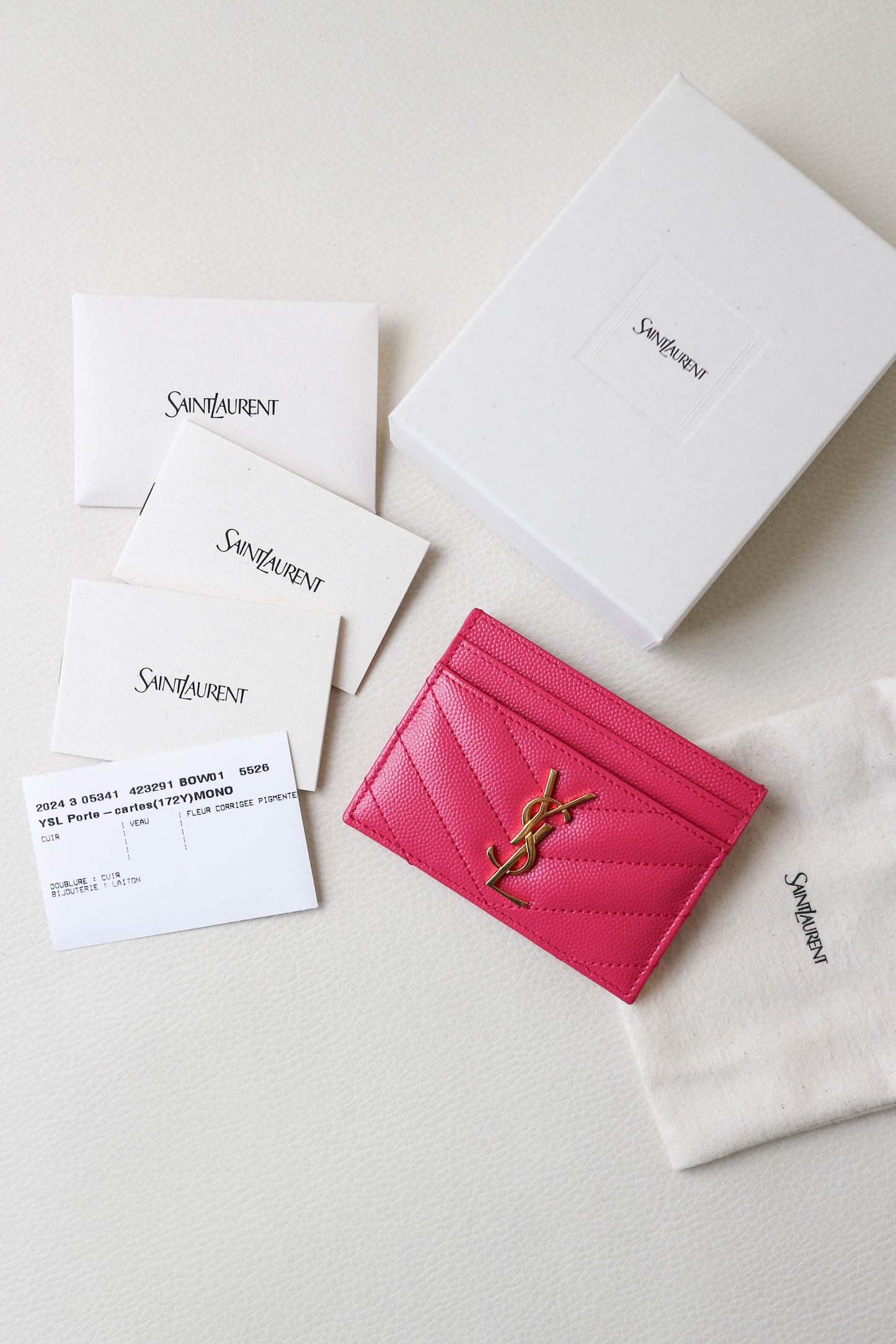 Saint Laurent Cassandre Card Holder Pink