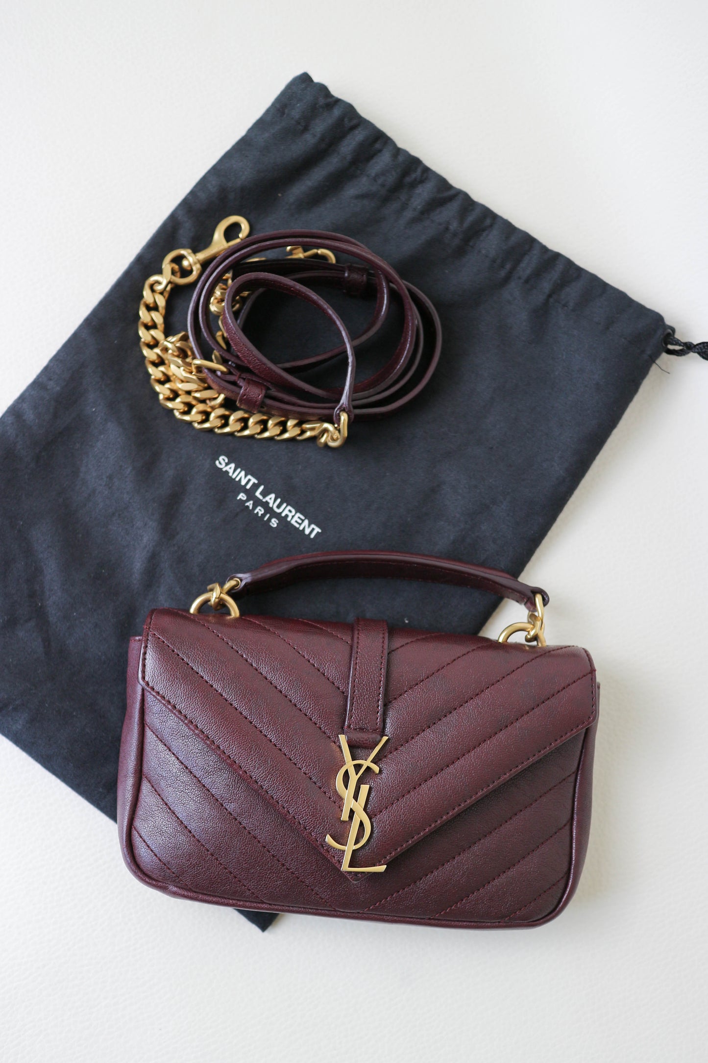 Saint Laurent College Mini Bag Burgundy