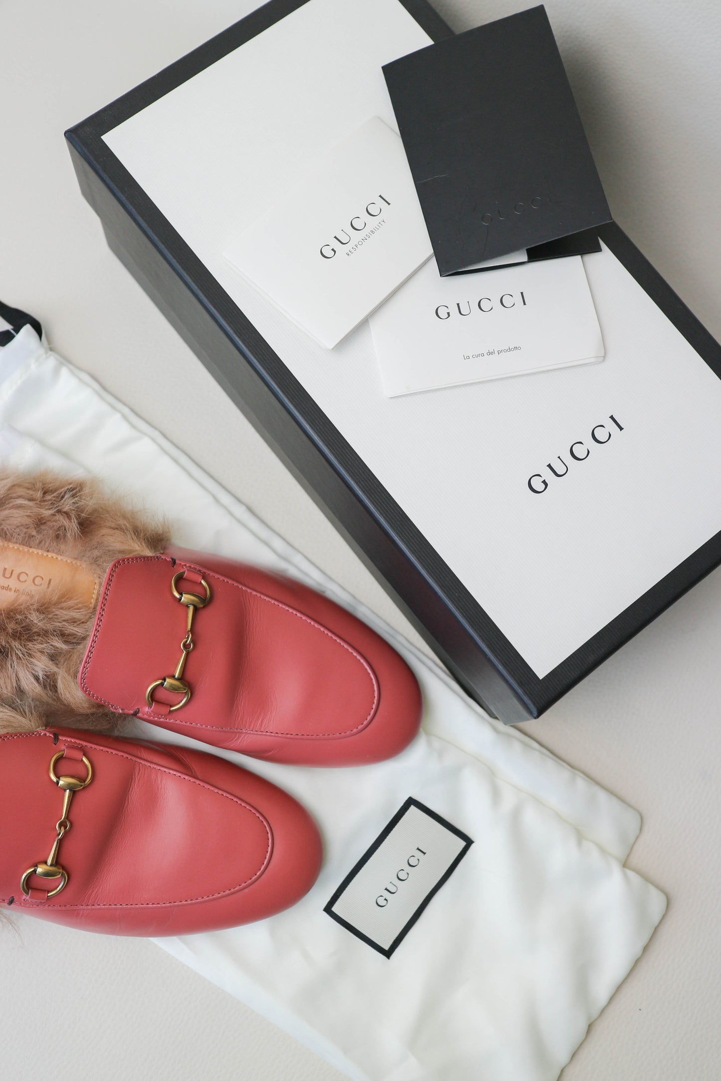 Gucci Princetown Fur Loafers Pink