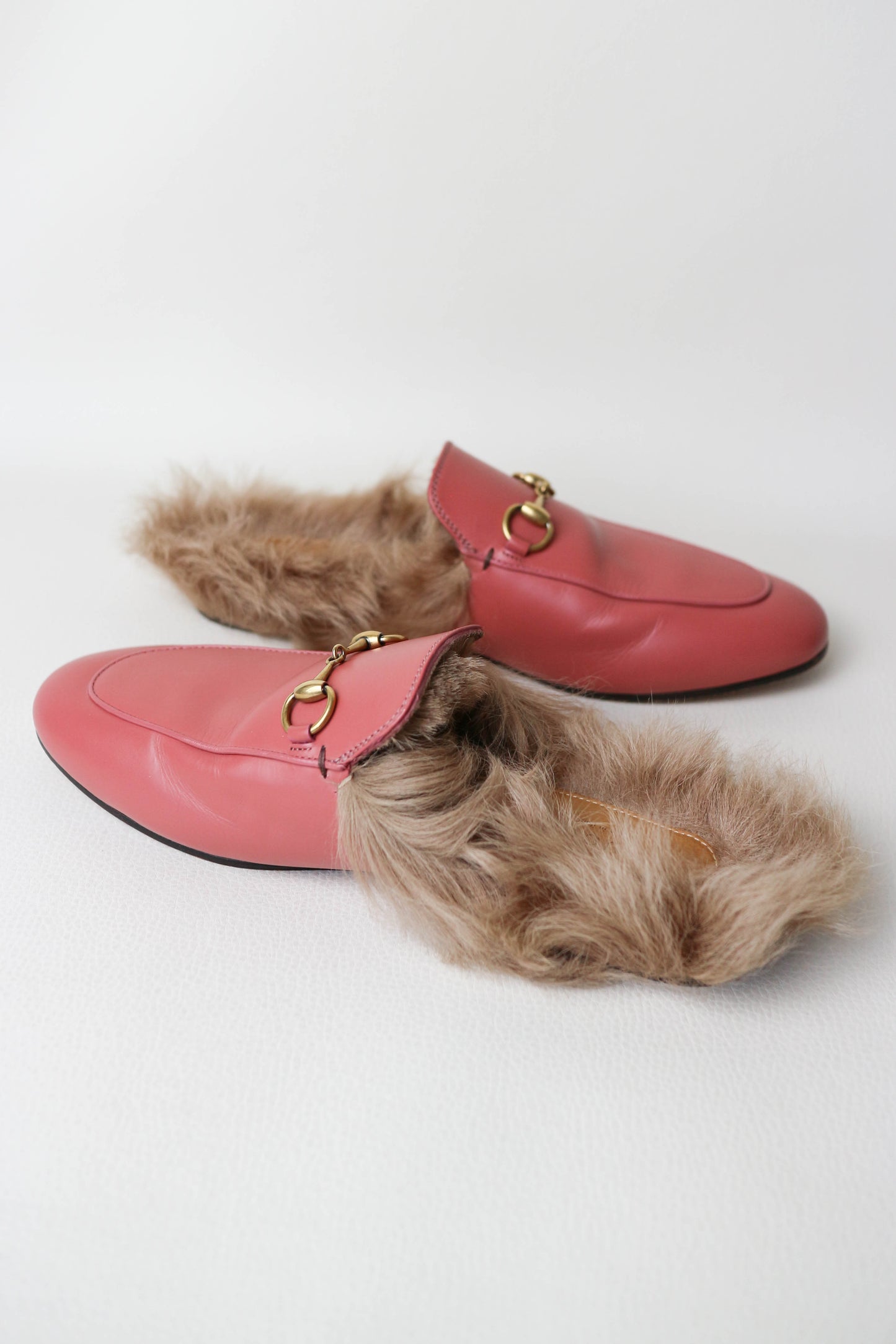 Gucci Princetown Fur Loafers Pink