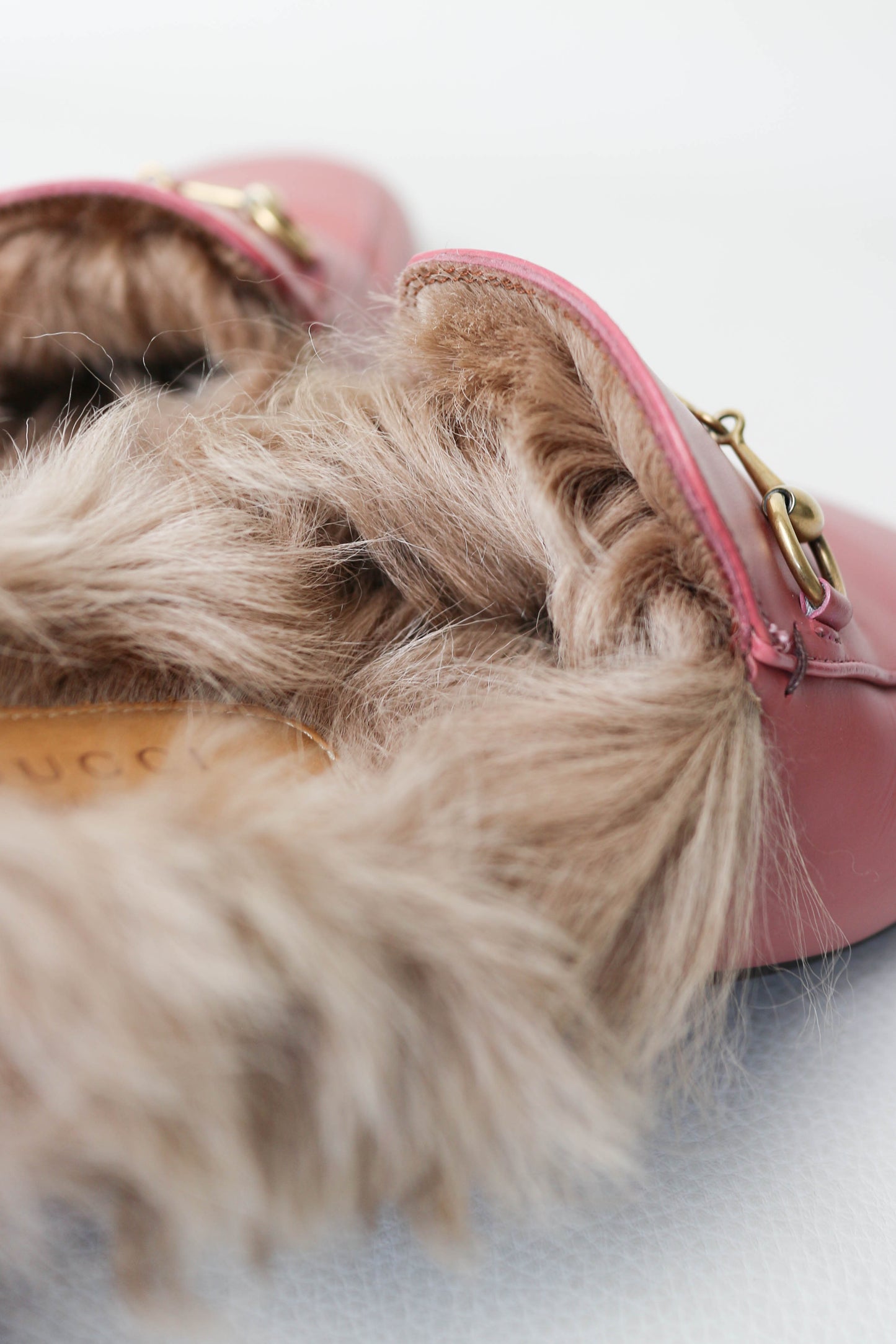 Gucci Princetown Fur Loafers Pink