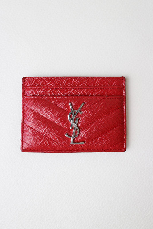 Saint Laurent Cassandre Logo Card Holder Red