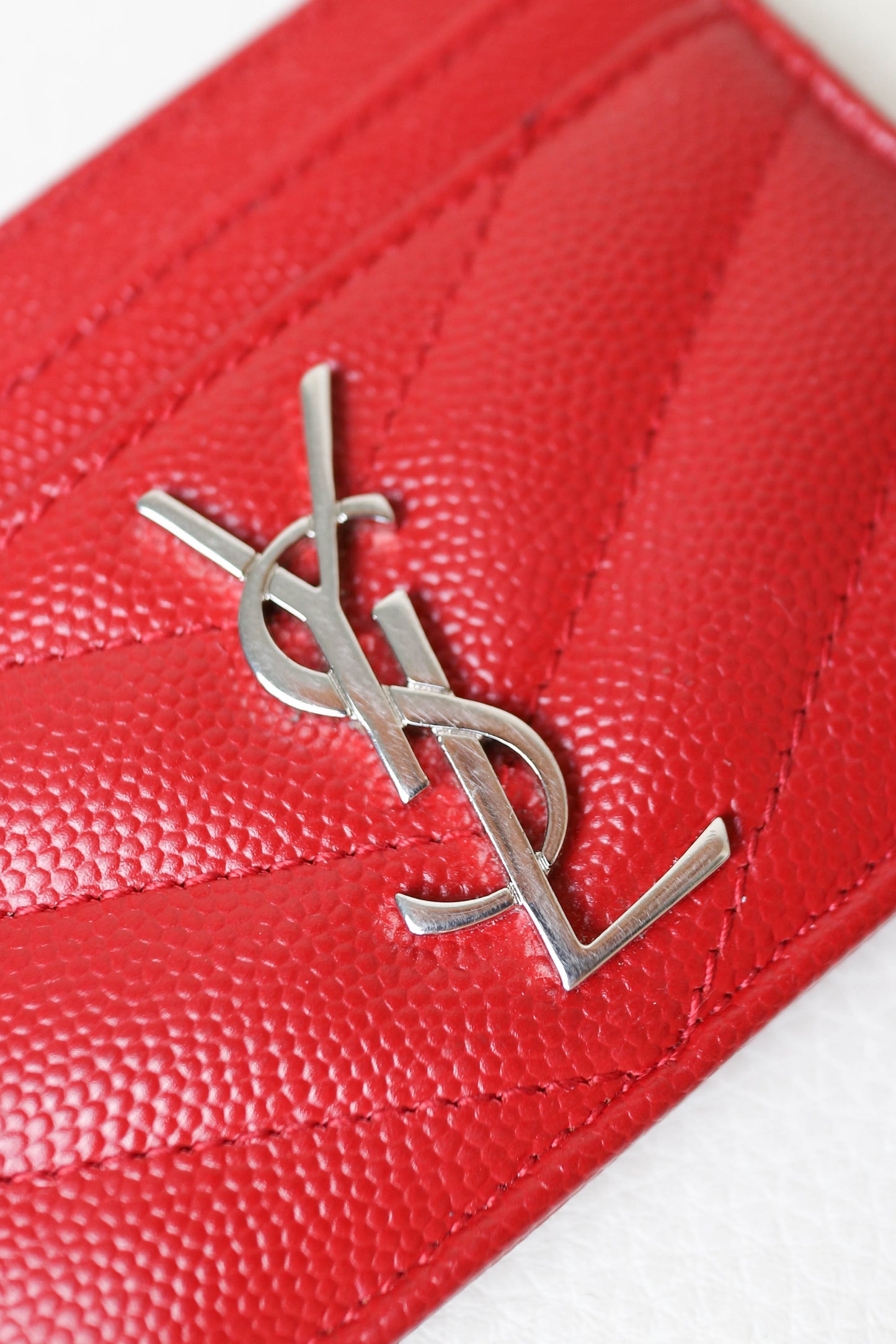 Saint Laurent Cassandre Logo Card Holder Red