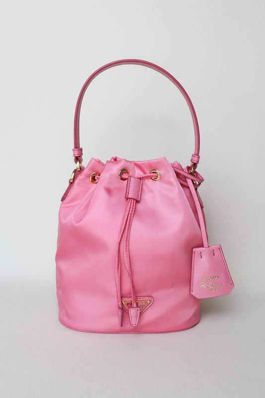 Prada Nylon Bucket Bag Pink