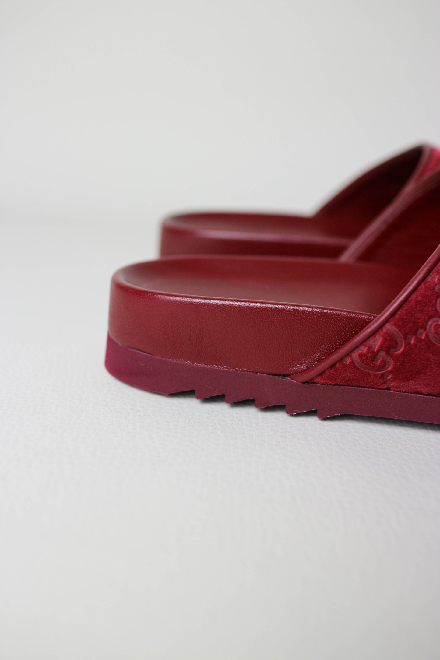 Gucci Suede Horsebit Mules Burgundy