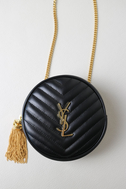 Saint Laurent Logo Round Mini Bag Black