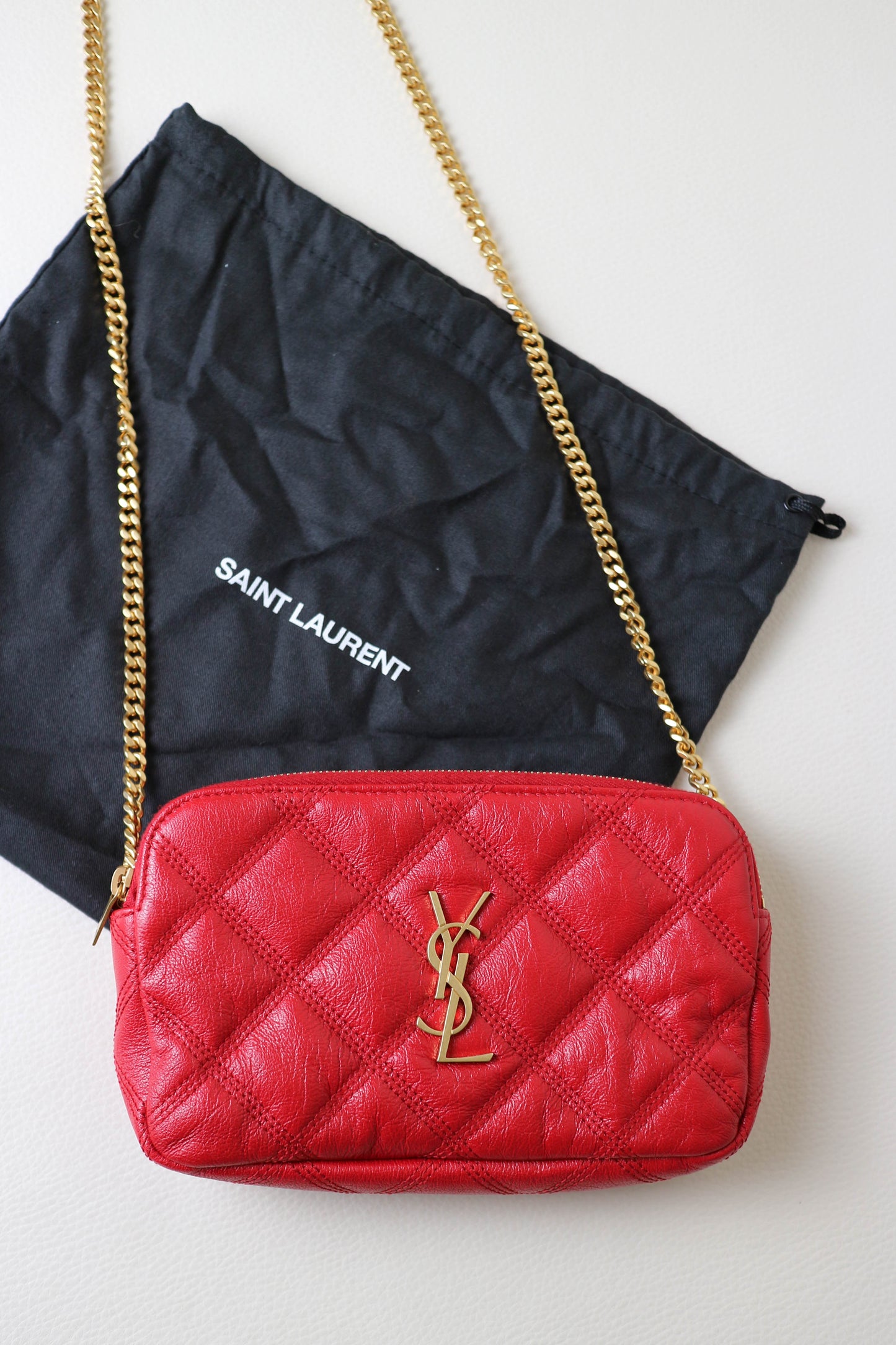 Saint Laurent Logo Mini Crossbody Bag Red