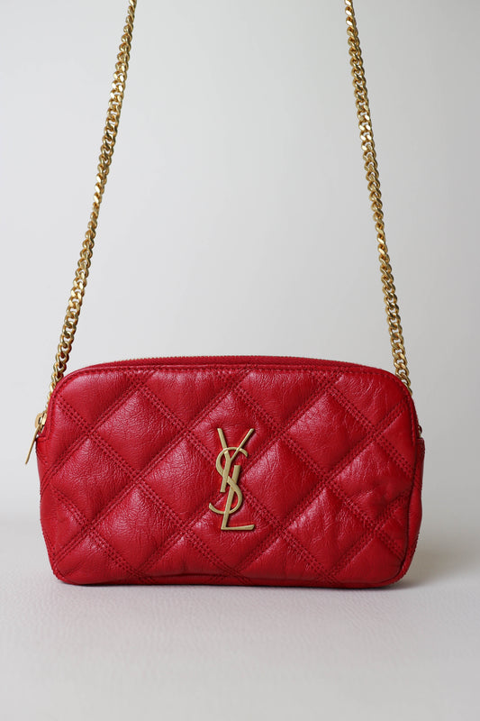 Saint Laurent Logo Mini Crossbody Bag Red