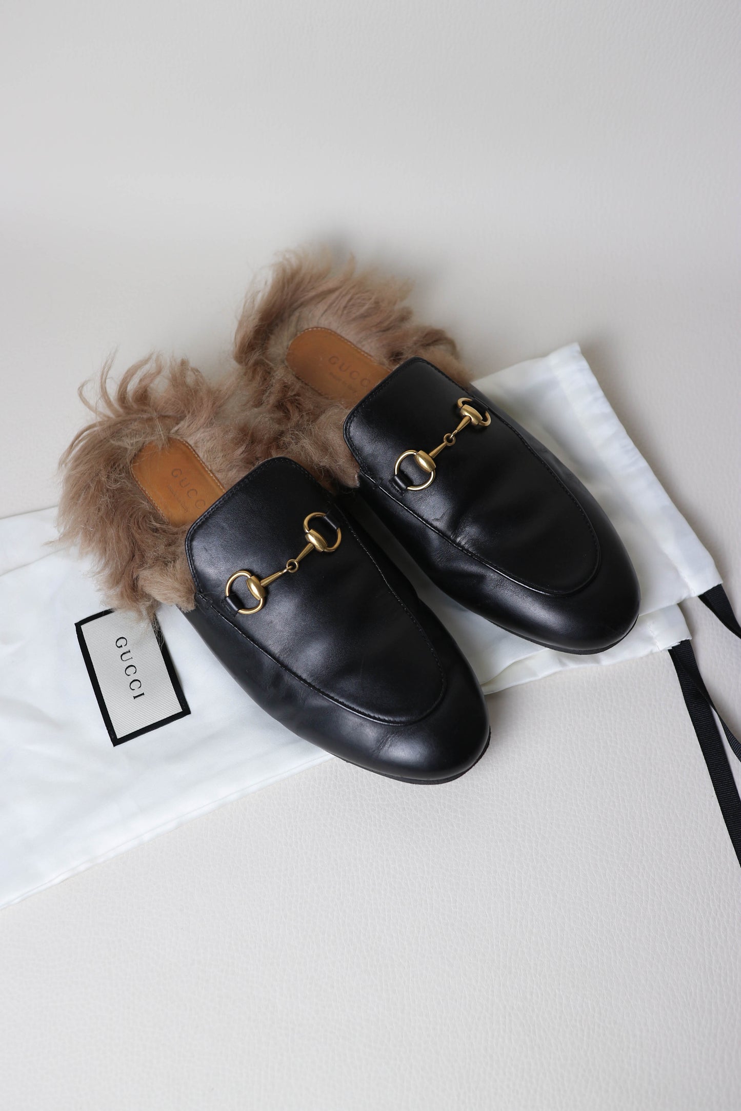 Gucci Princetown Fur Loafers Black