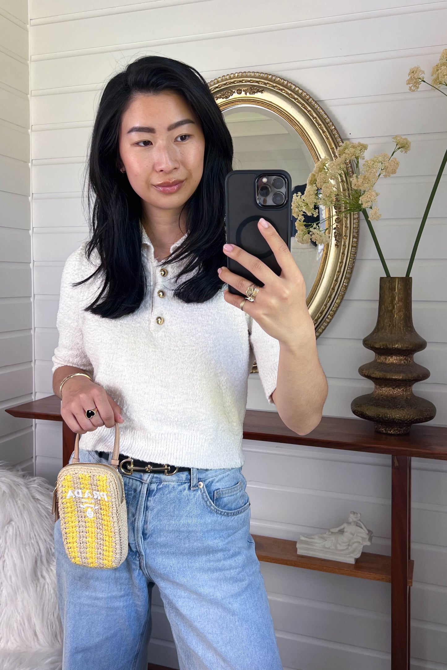 Prada Raffia Phone Pouch Bag