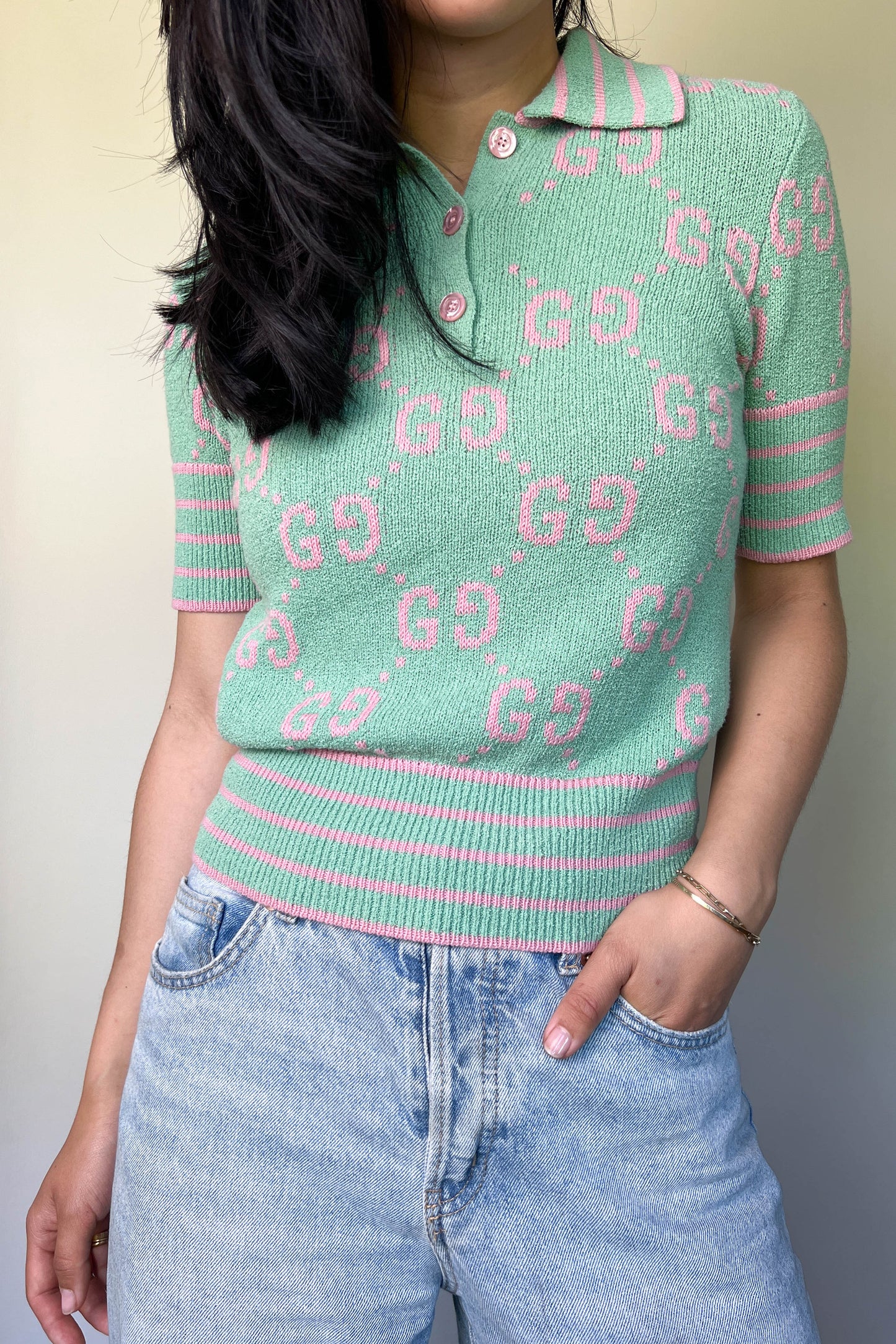 Gucci Logo Top Green/Pink